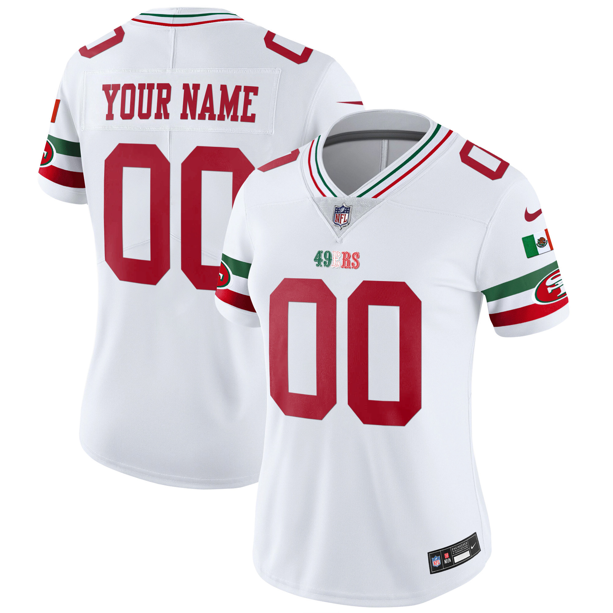 Women's San Francisco 49ers Mexico Vapor Custom White Jersey V2 - All Stitched