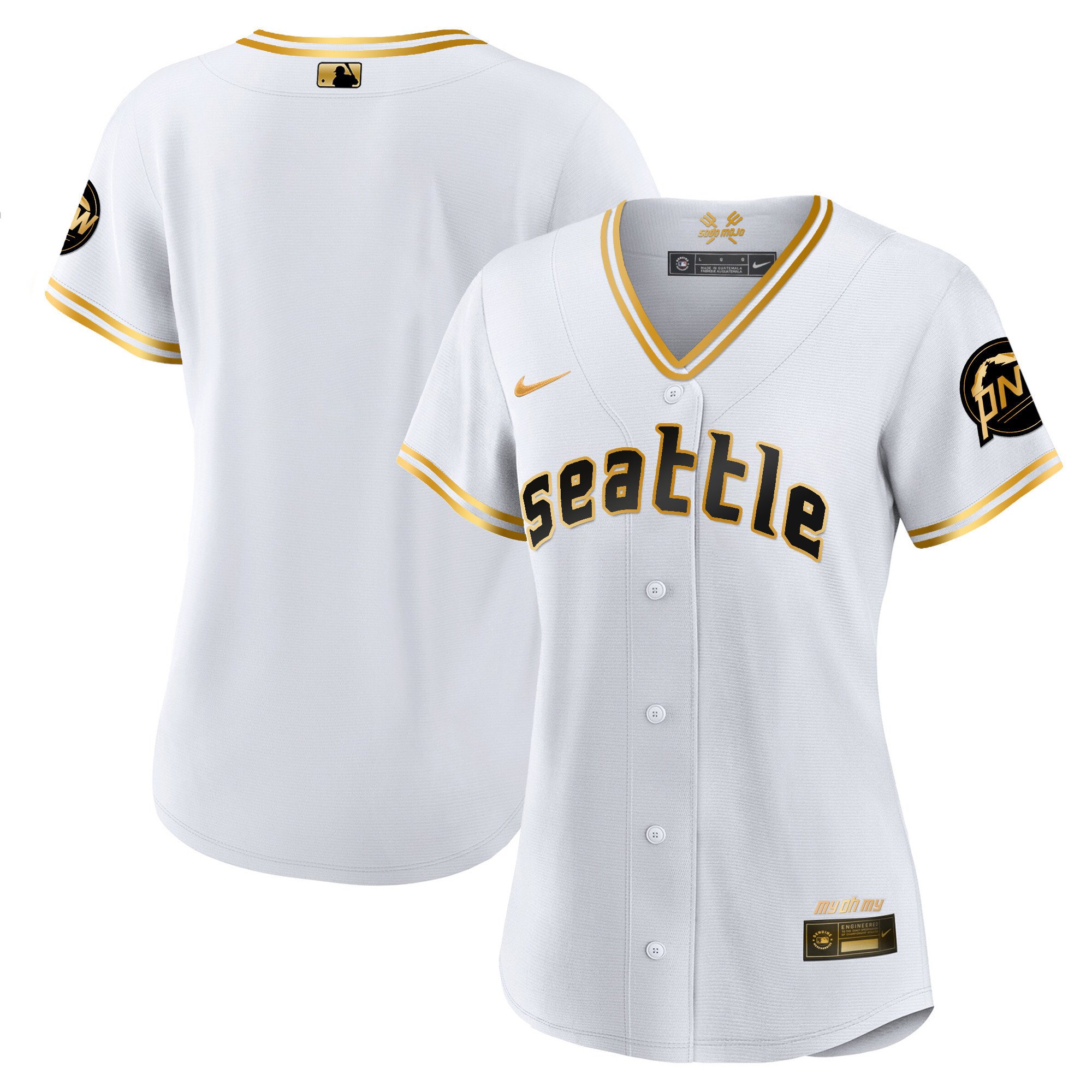 Women's Seattle Mariners 2023 City Connect Gold White Gold Jersey - All Stitched
