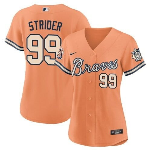 Women's Spencer Strider Atlanta Braves Peaches nÃ­ Cream Peaches nÃ­ Cream Jersey Ã± All Stitched