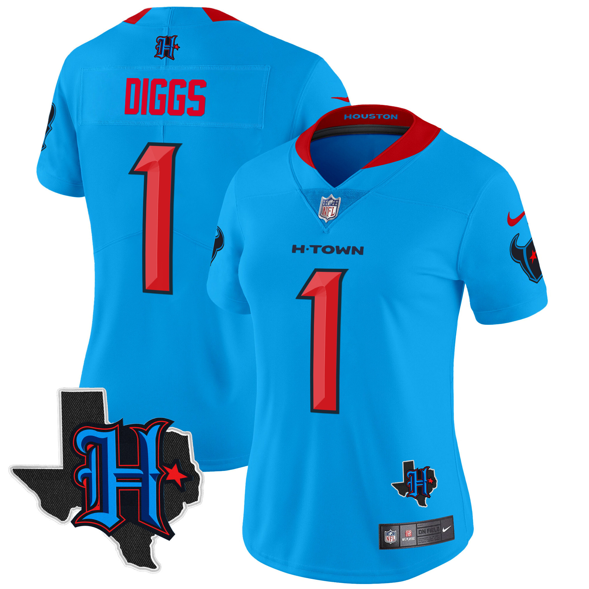 Women's Stefon Diggs Houston Texans 2024 Texas Patch Vapor Limited Blue Jersey V2 - All Stitched