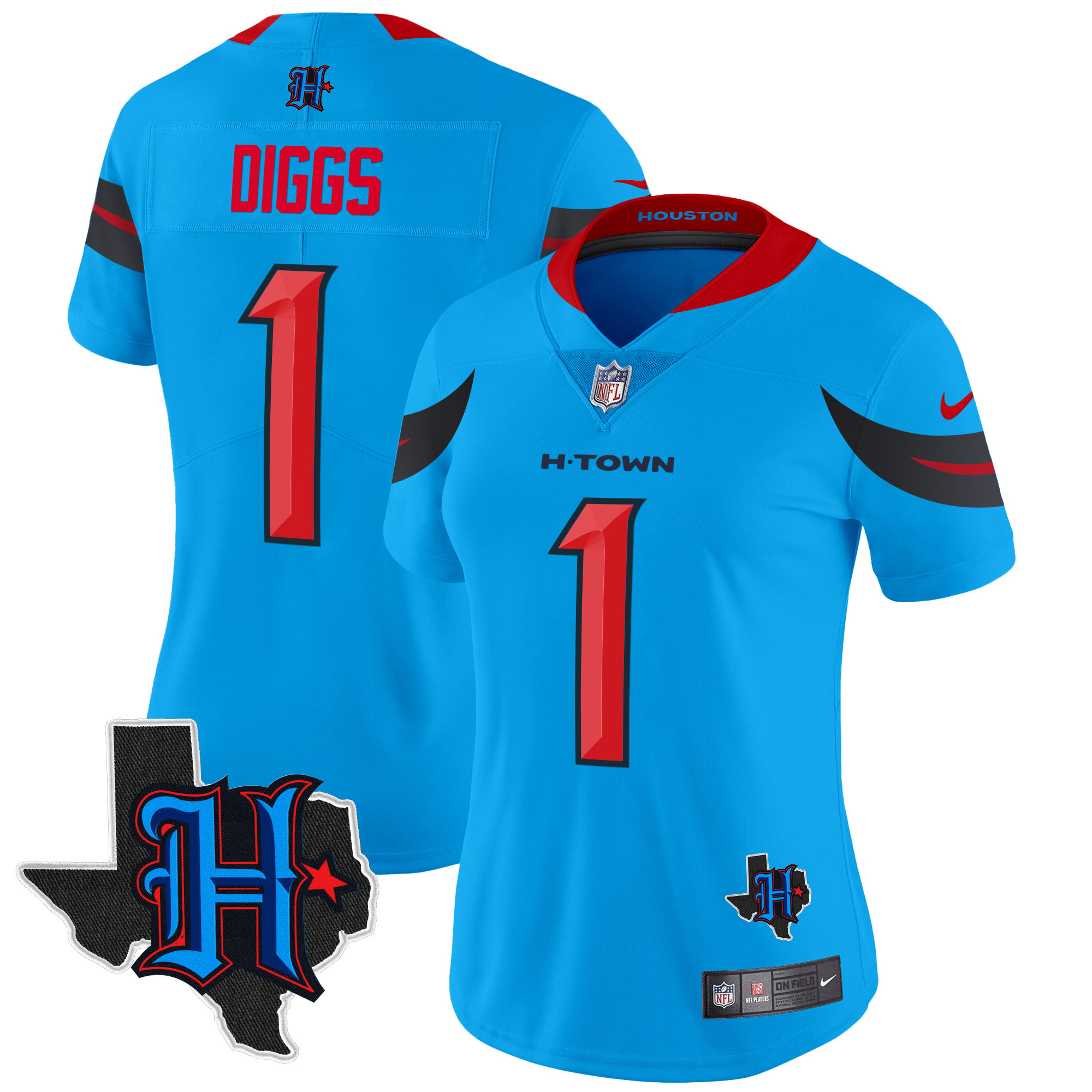Women's Stefon Diggs Houston Texans 2024 Texas Patch Vapor Limited Blue Jersey V3 - All Stitched