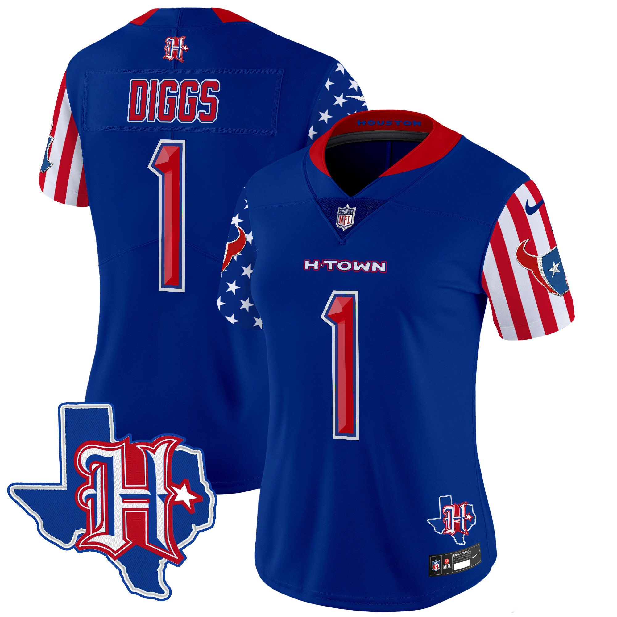 Women's Stefon Diggs Houston Texans American Style Vapor Limited Royal Jersey - All Stitched