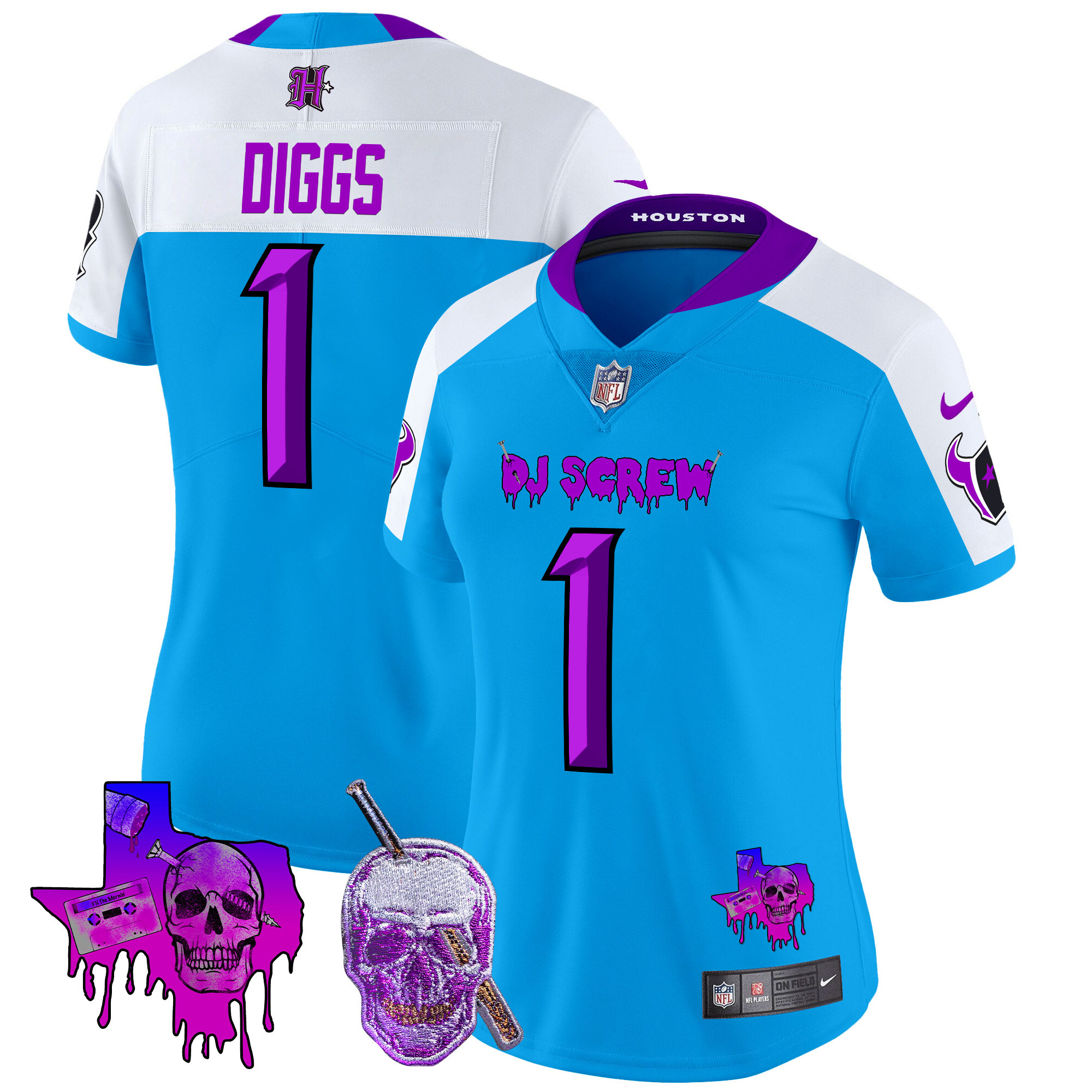 Women's Stefon Diggs Houston Texans DJ Screw Vapor Limited Blue Alternate Jersey - All Stitched