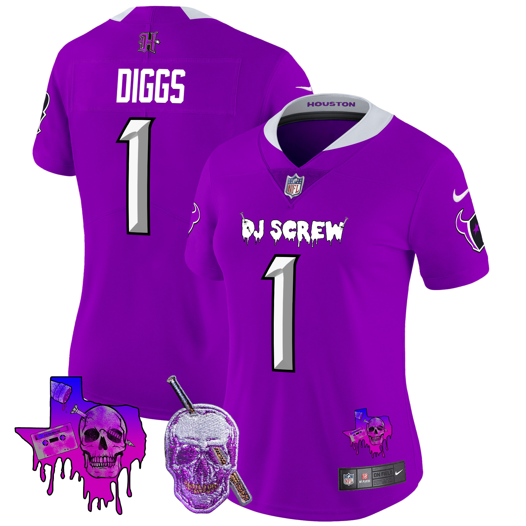 Women's Stefon Diggs Houston Texans DJ Screw Vapor Limited Purple Jersey - All Stitched
