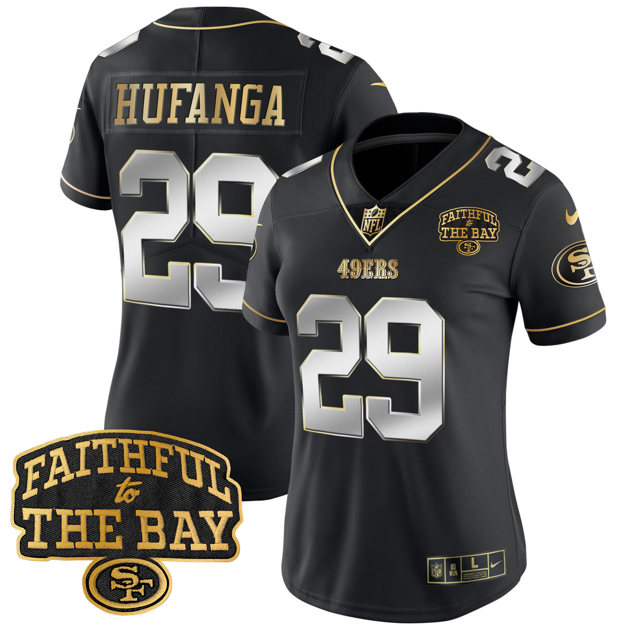 Women's Talanoa Hufanga San Francisco 49ers Faithful To The Bay Patch Vapor Limited Black Limited Jersey V8 - All Stitched