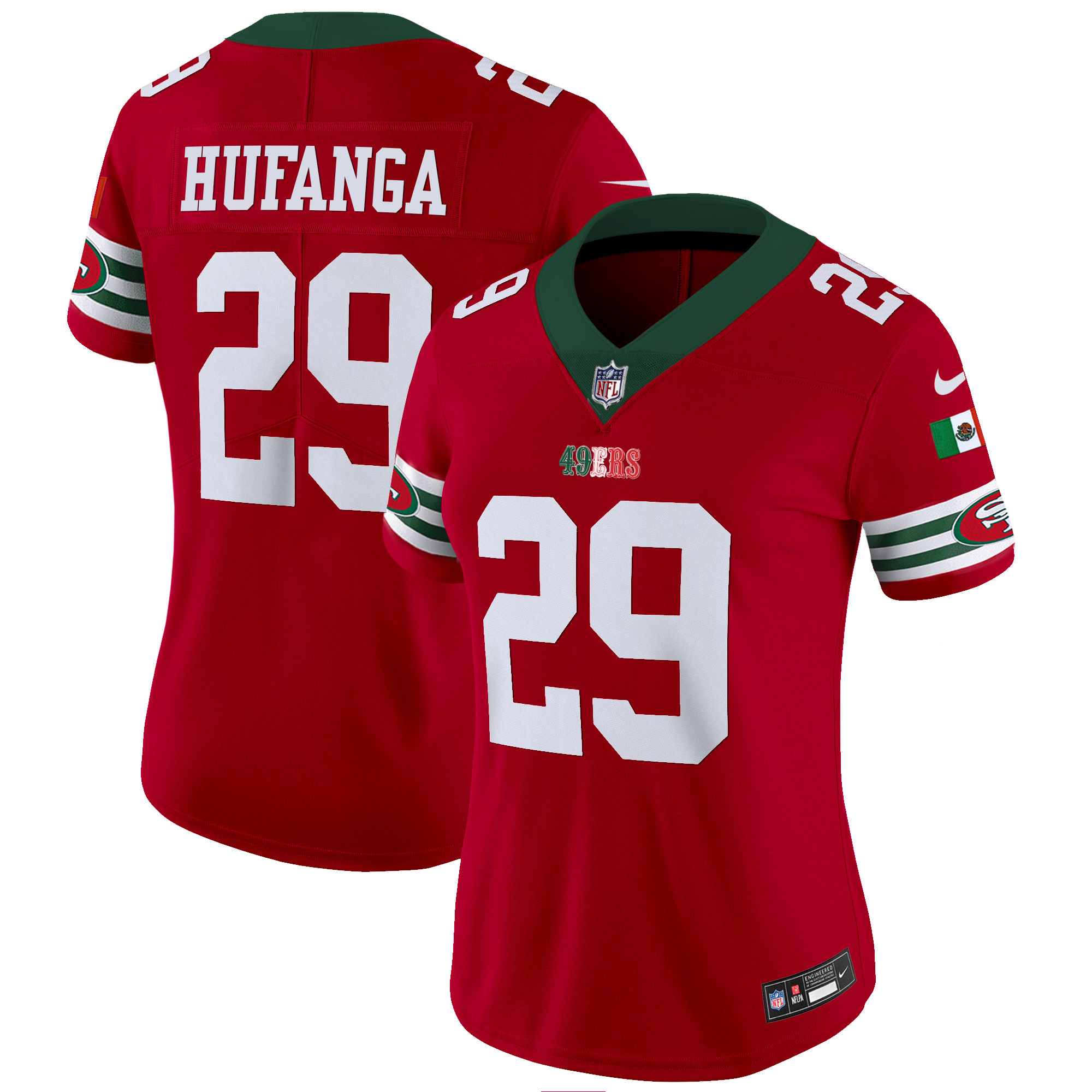 Women's Talanoa Hufanga San Francisco 49ers Mexico Vapor Red Jersey V2 - All Stitched