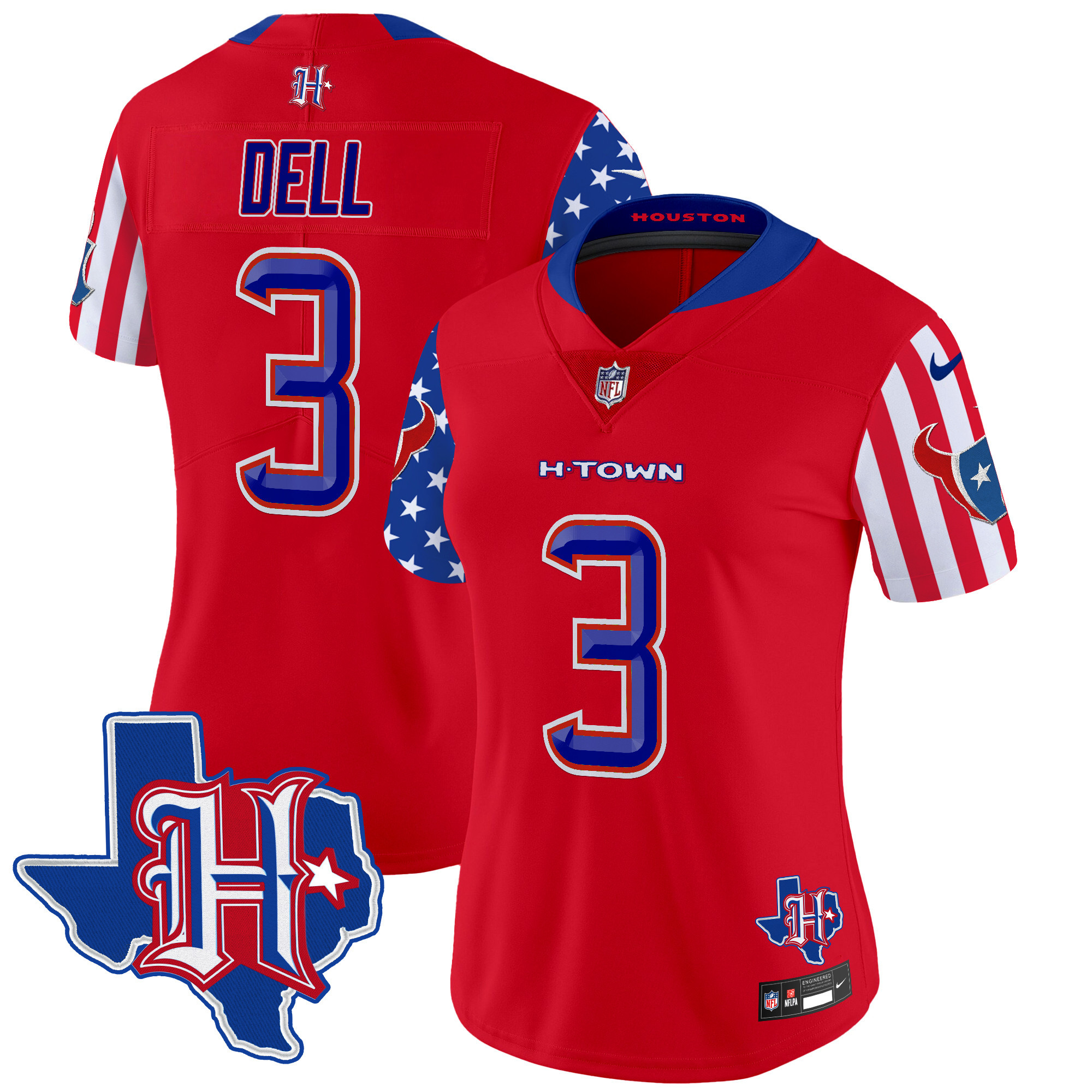 Women's Tank Dell Houston Texans American Style Vapor Limited Red Jersey - All Stitched