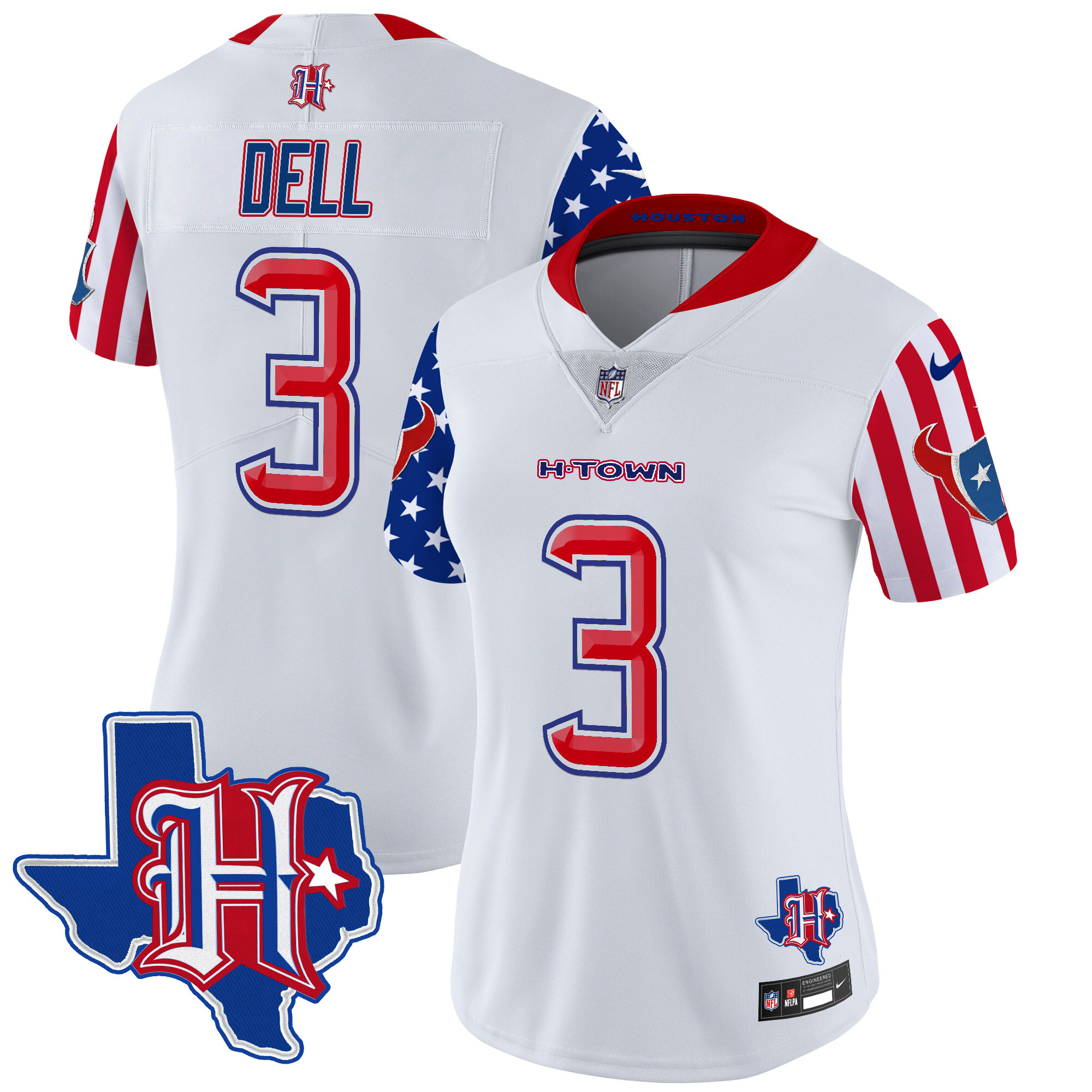 Women's Tank Dell Houston Texans American Style Vapor Limited White Jersey - All Stitched