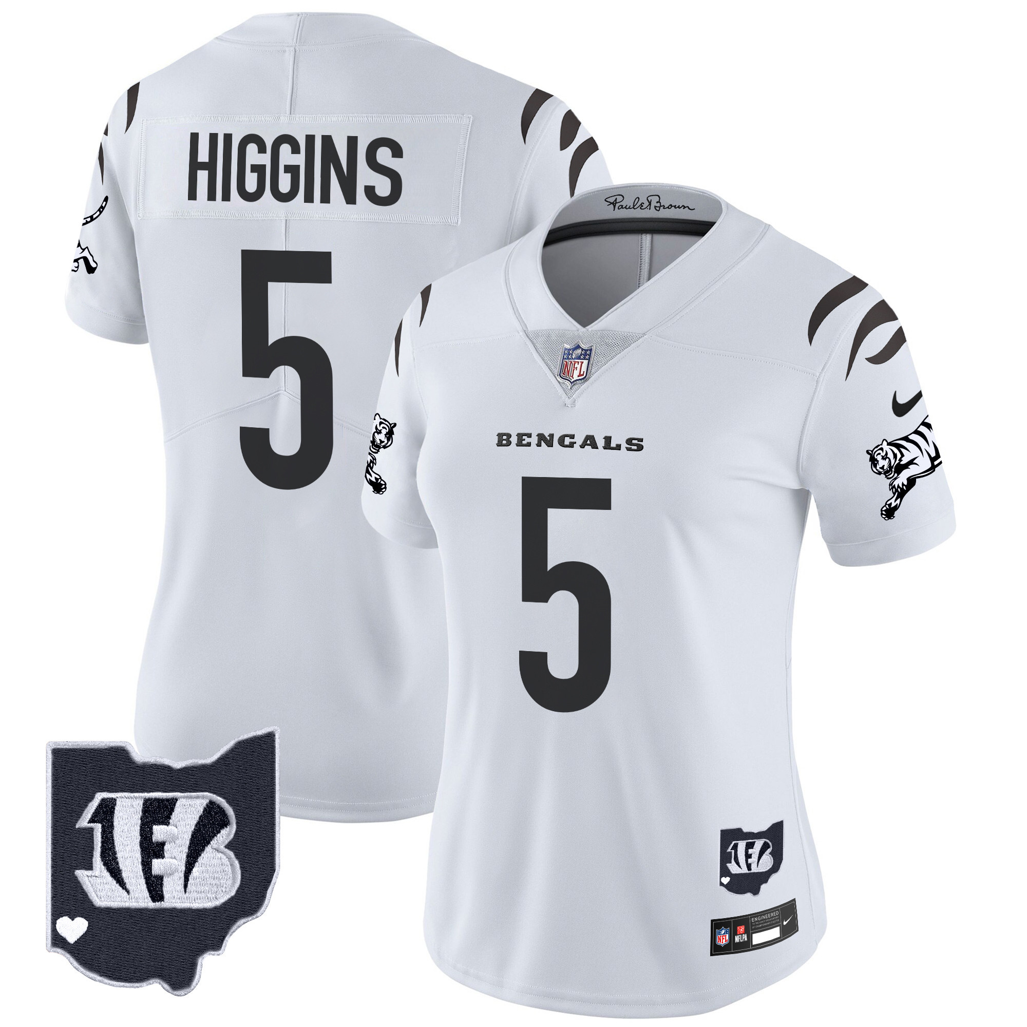 Women's Tee Higgins Cincinnati Bengals 2024 Vapor Limited White Limited Jersey - All Stitched