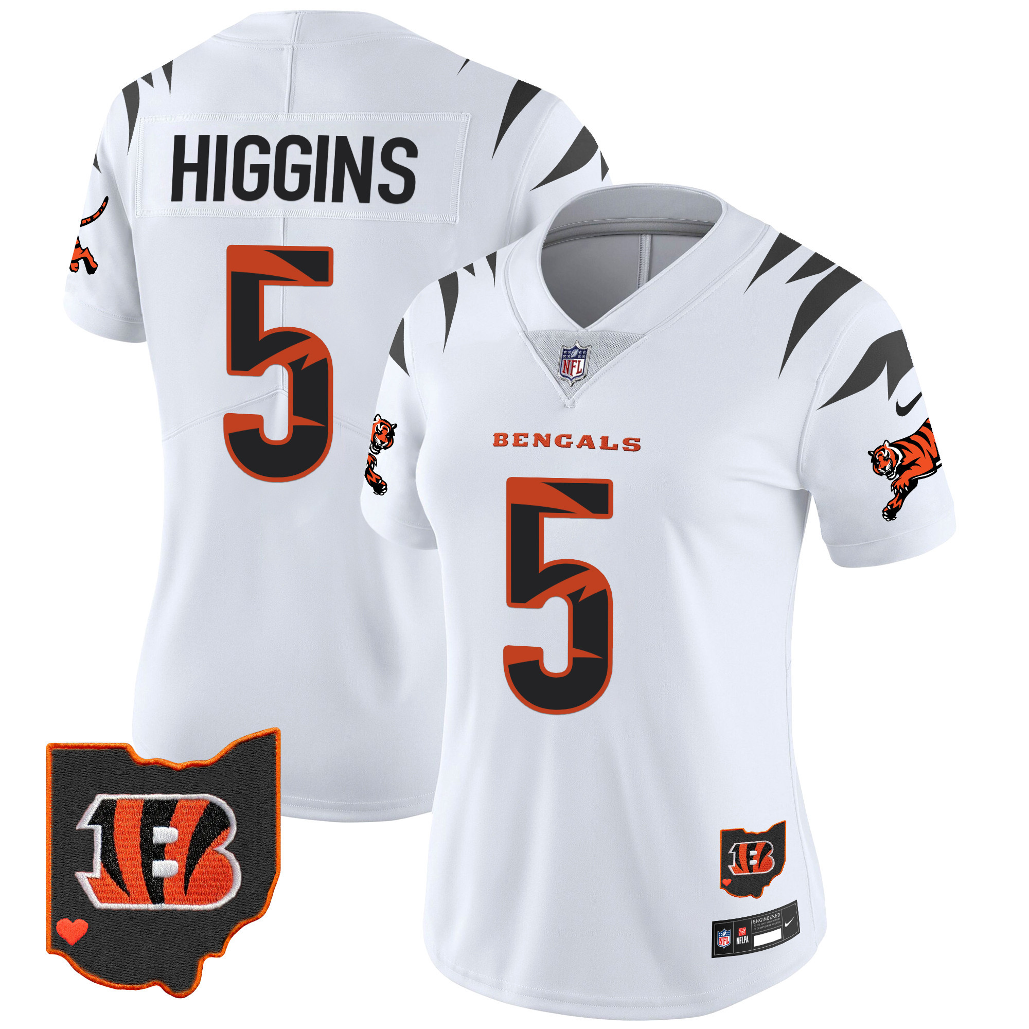 Women's Tee Higgins Cincinnati Bengals Special Vapor Limited White Jersey - All Stitched