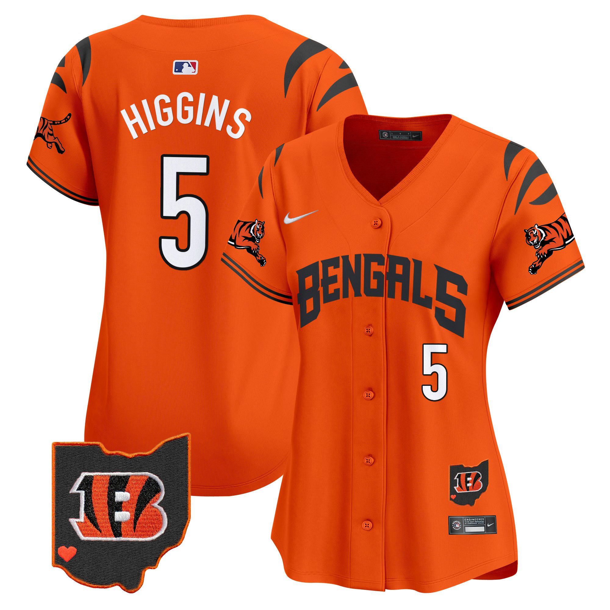 Women's Tee Higgins Cincinnati Bengals Vapor Premier Limited Orange Jersey - All Stitched