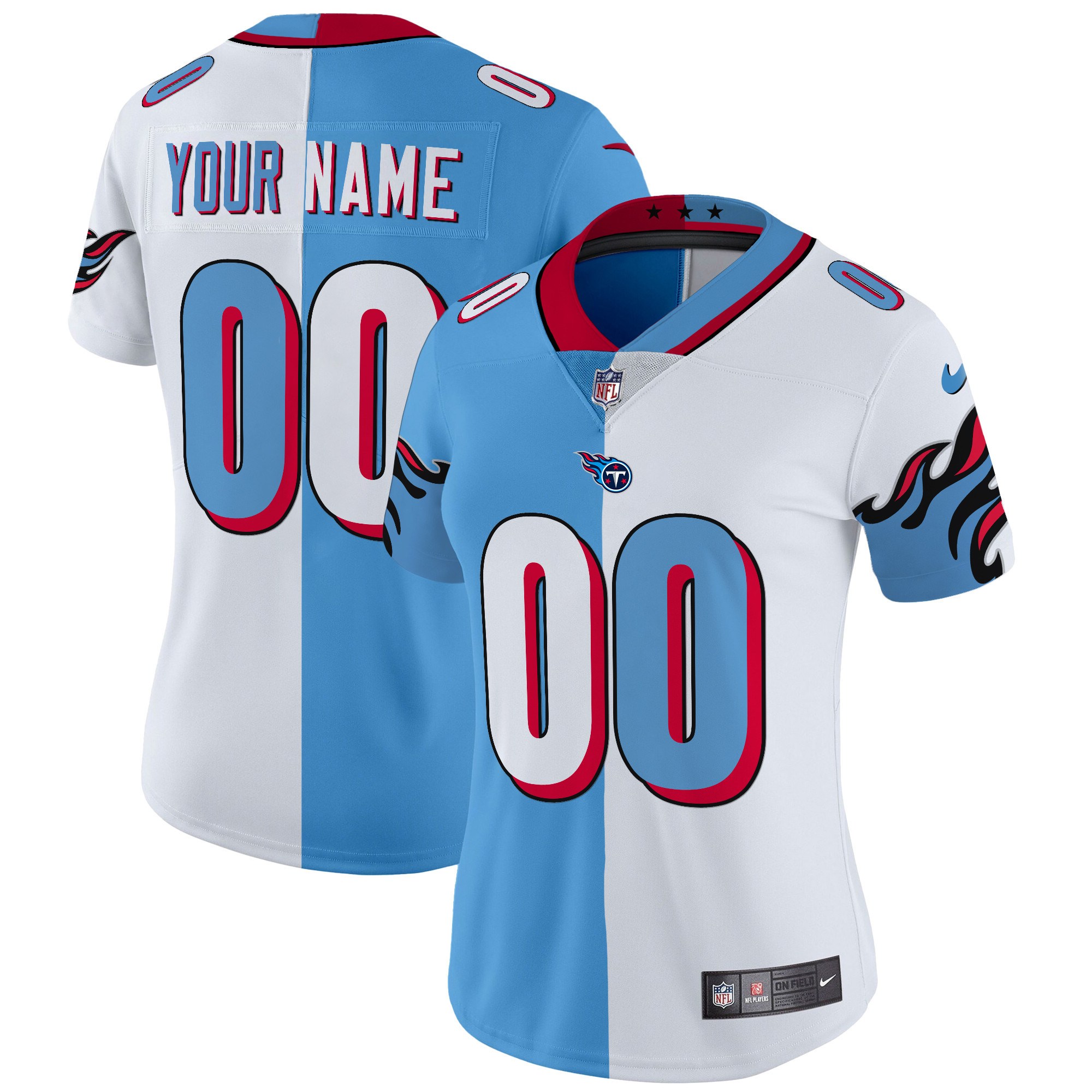 Women's Tennessee Titans Special Vapor Limited Custom Split Jersey - All Stitched
