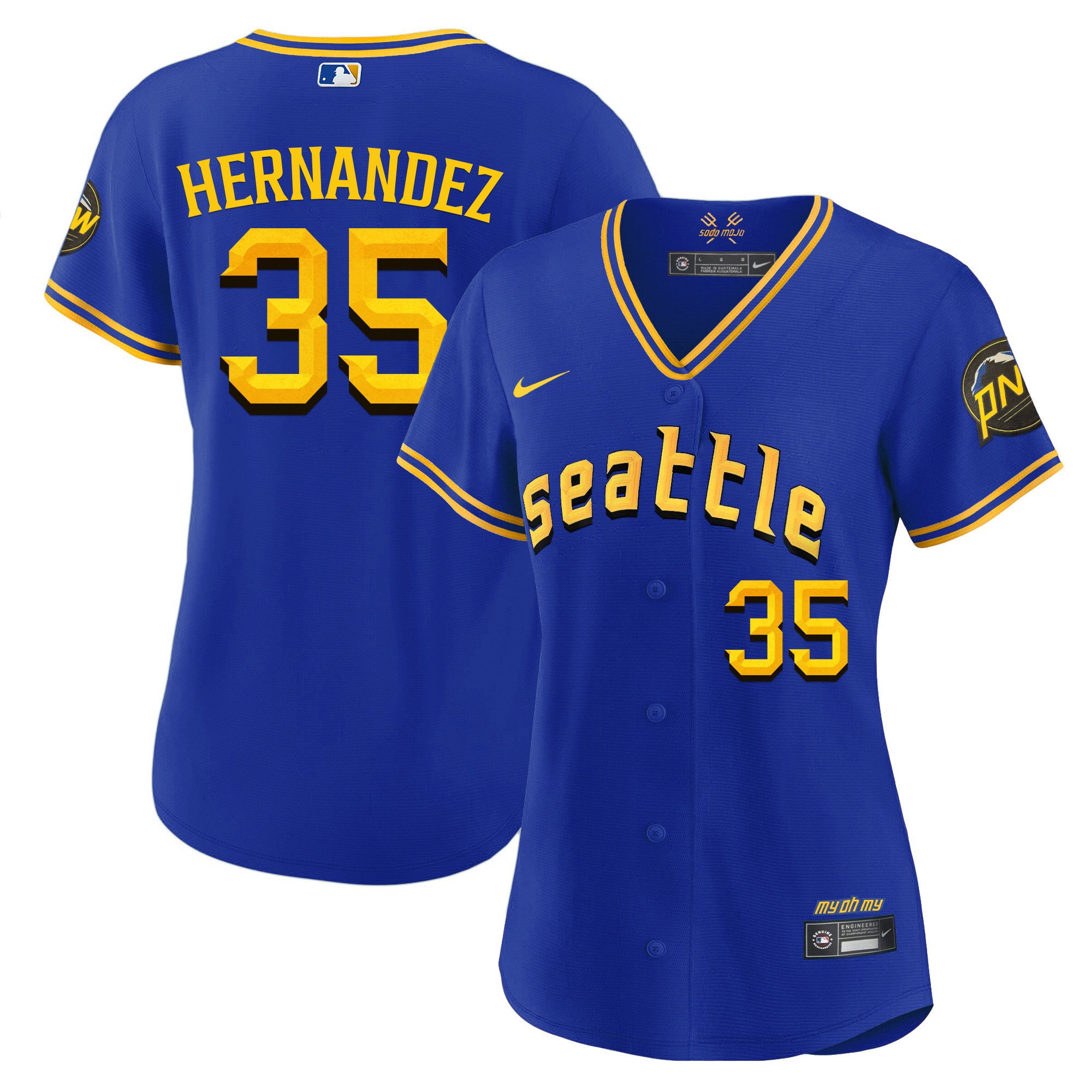 Women's Teoscar Hernandez Seattle Mariners 2023 City Connect Fan Made Royal Jersey - All Stitched