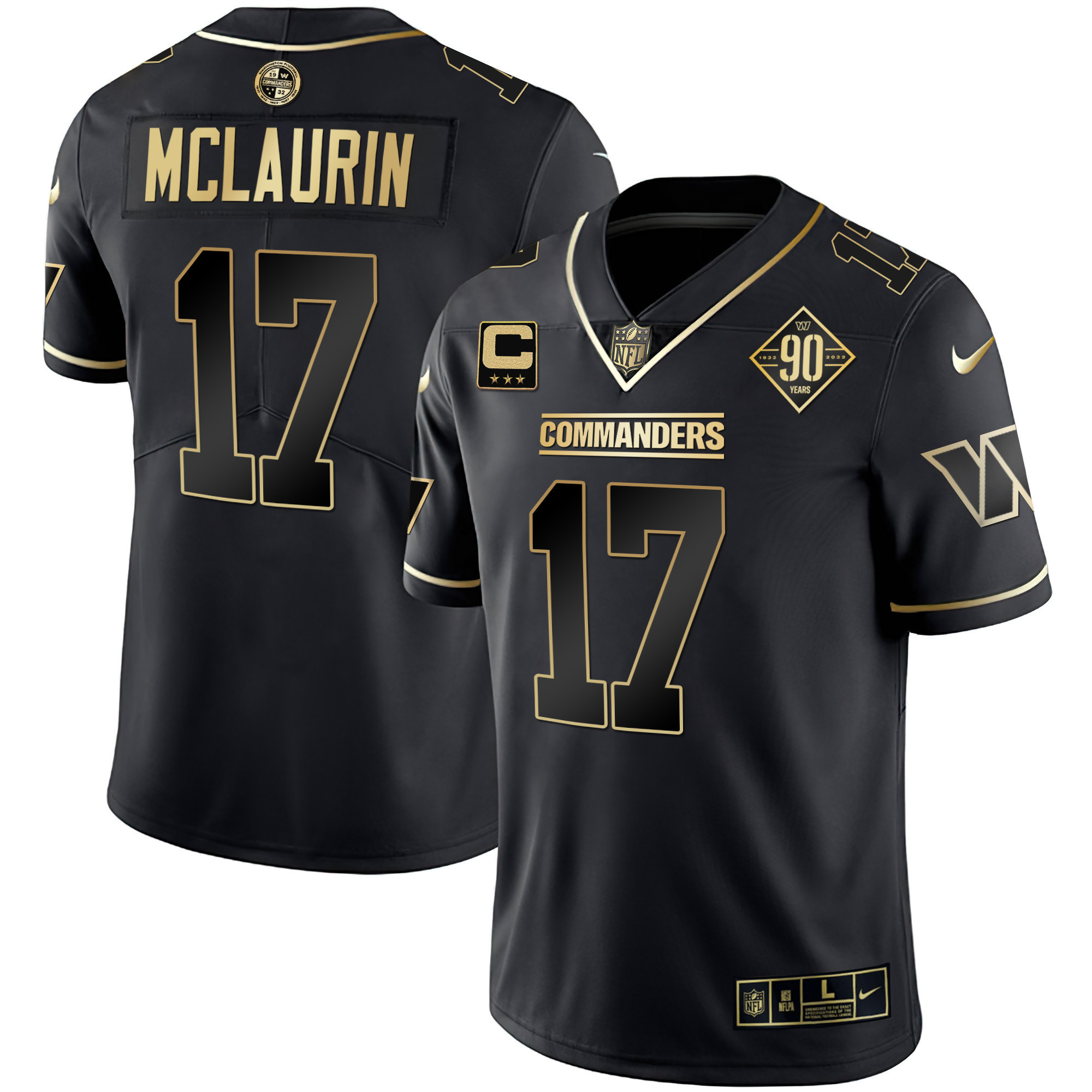 Women's Terry McLaurin Washington Commanders White Gold & Black Gold Vapor Limited Black Gold Jersey - All Stitched