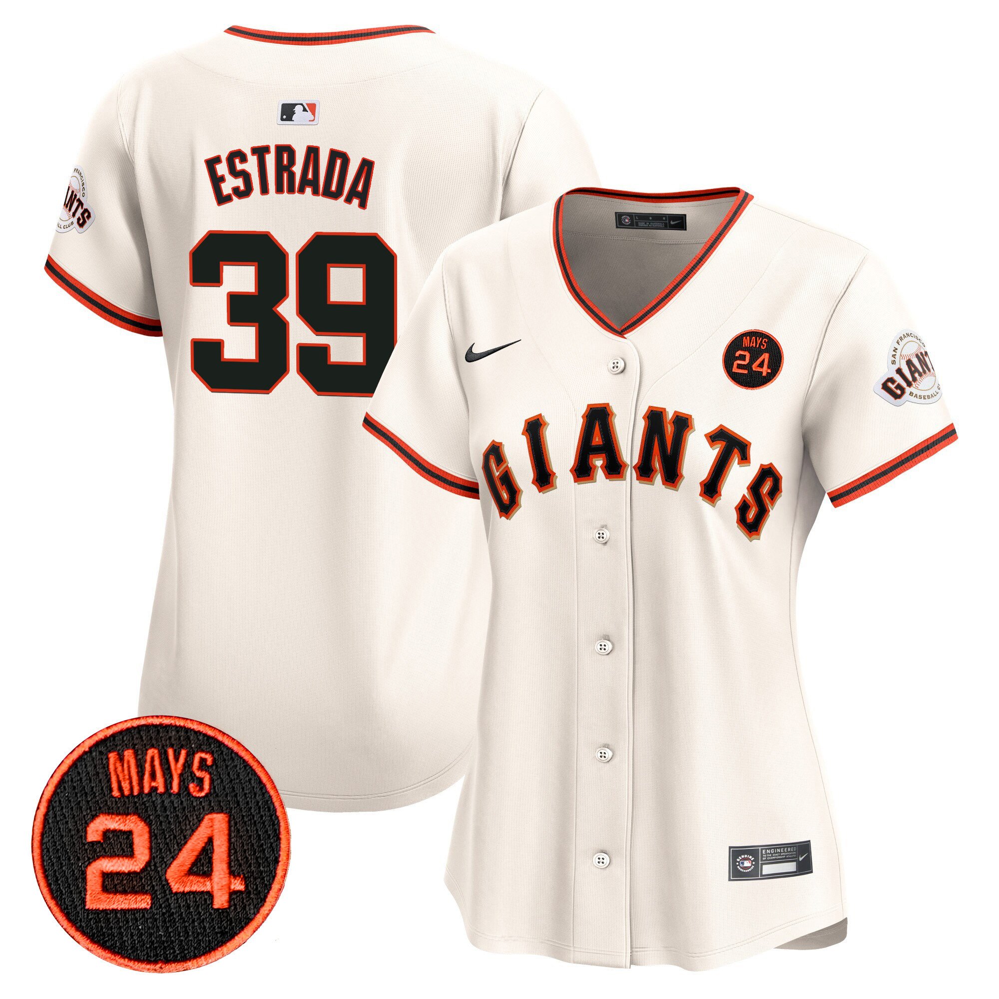 Women's Thairo Estrada San Francisco Giants 2024 Willie Mays Patch Vapor Premier Limited Cream Jersey V3 - All Stitched