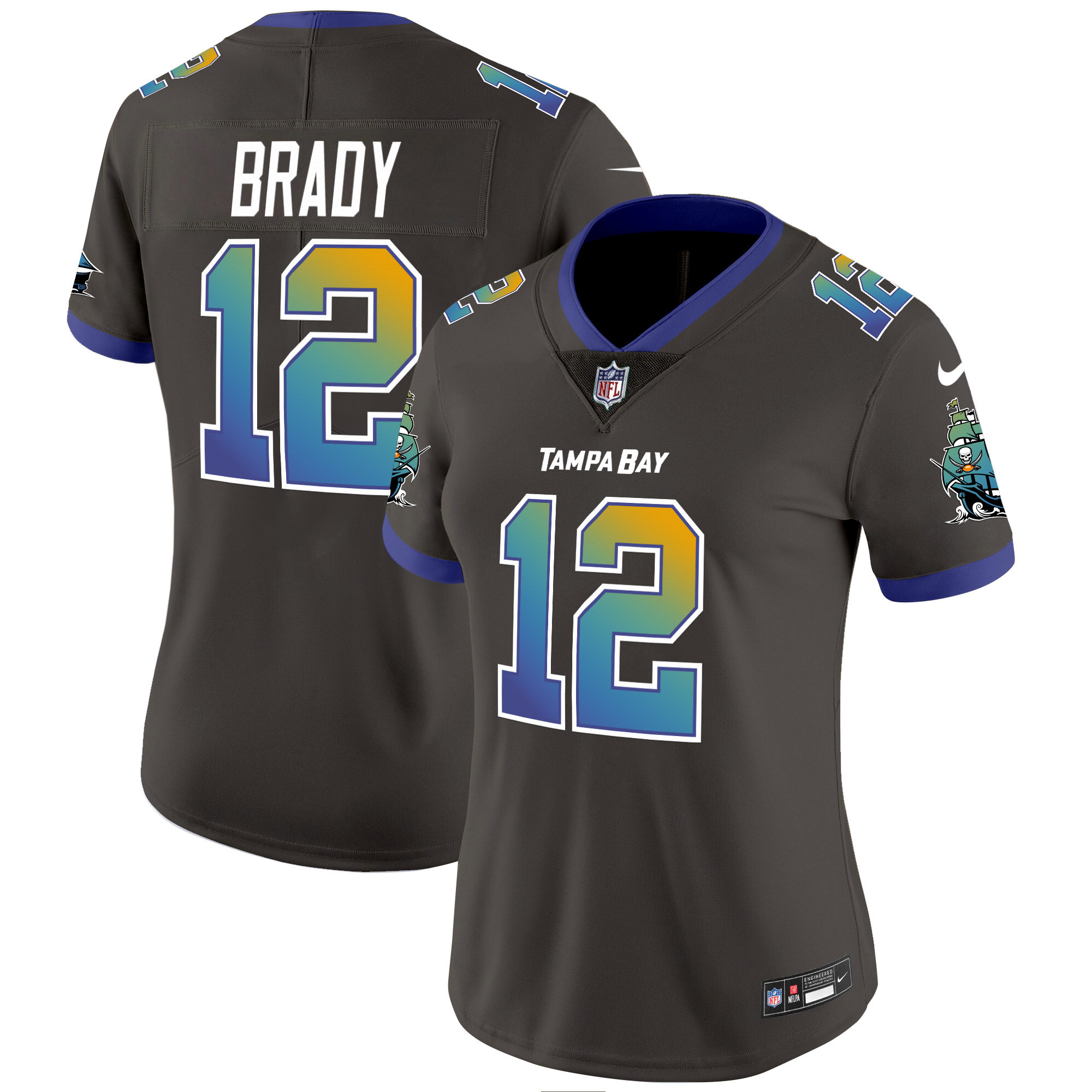 Women's Tom Brady Tampa Bay Buccaneers "Tampa City" Vapor Limited Pewter Jersey - All Stitched
