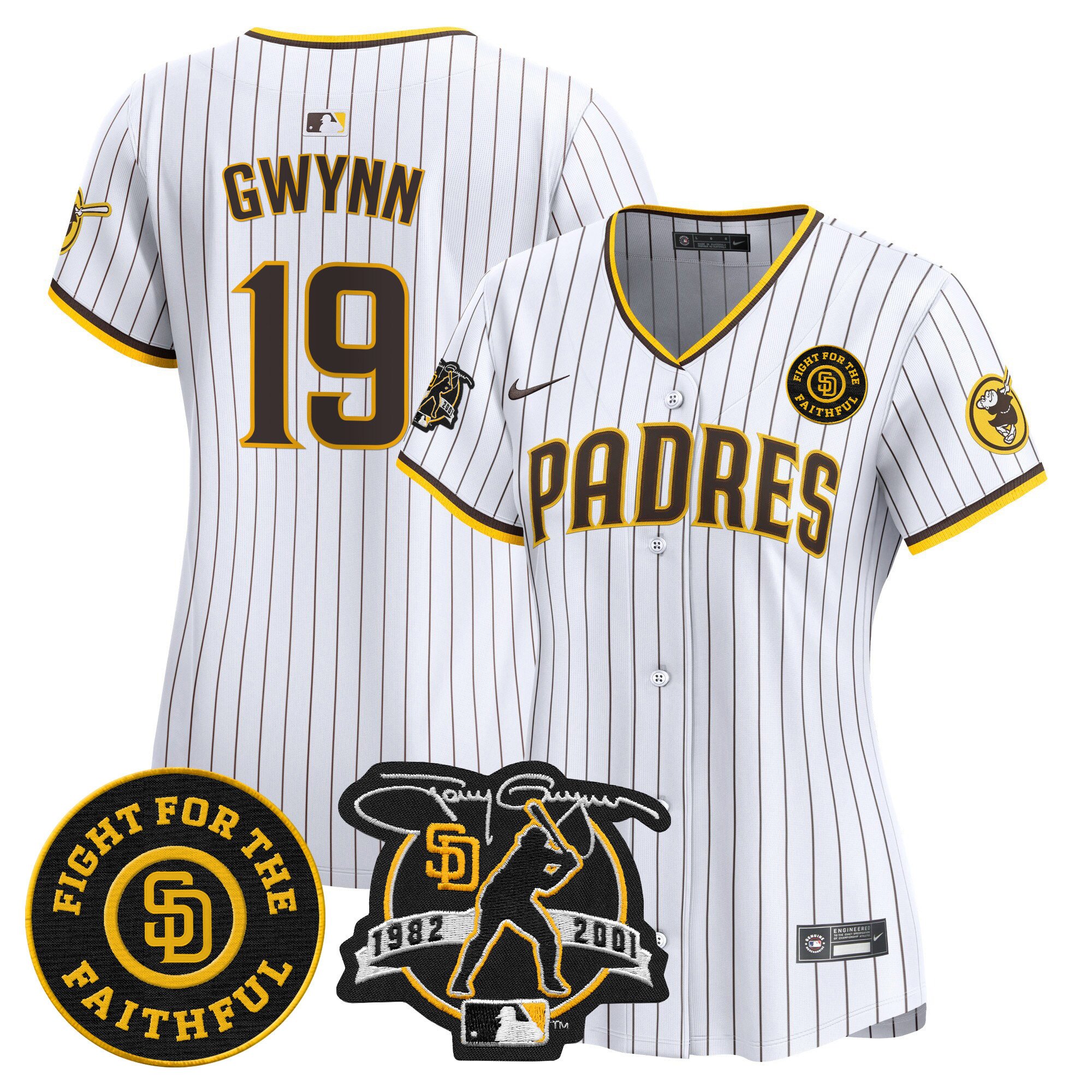 Women's Tony Gwynn San Diego Padres Tony Gwynn & Faithful Patch Vapor Premier Limited White Jersey Ã± All Stitched