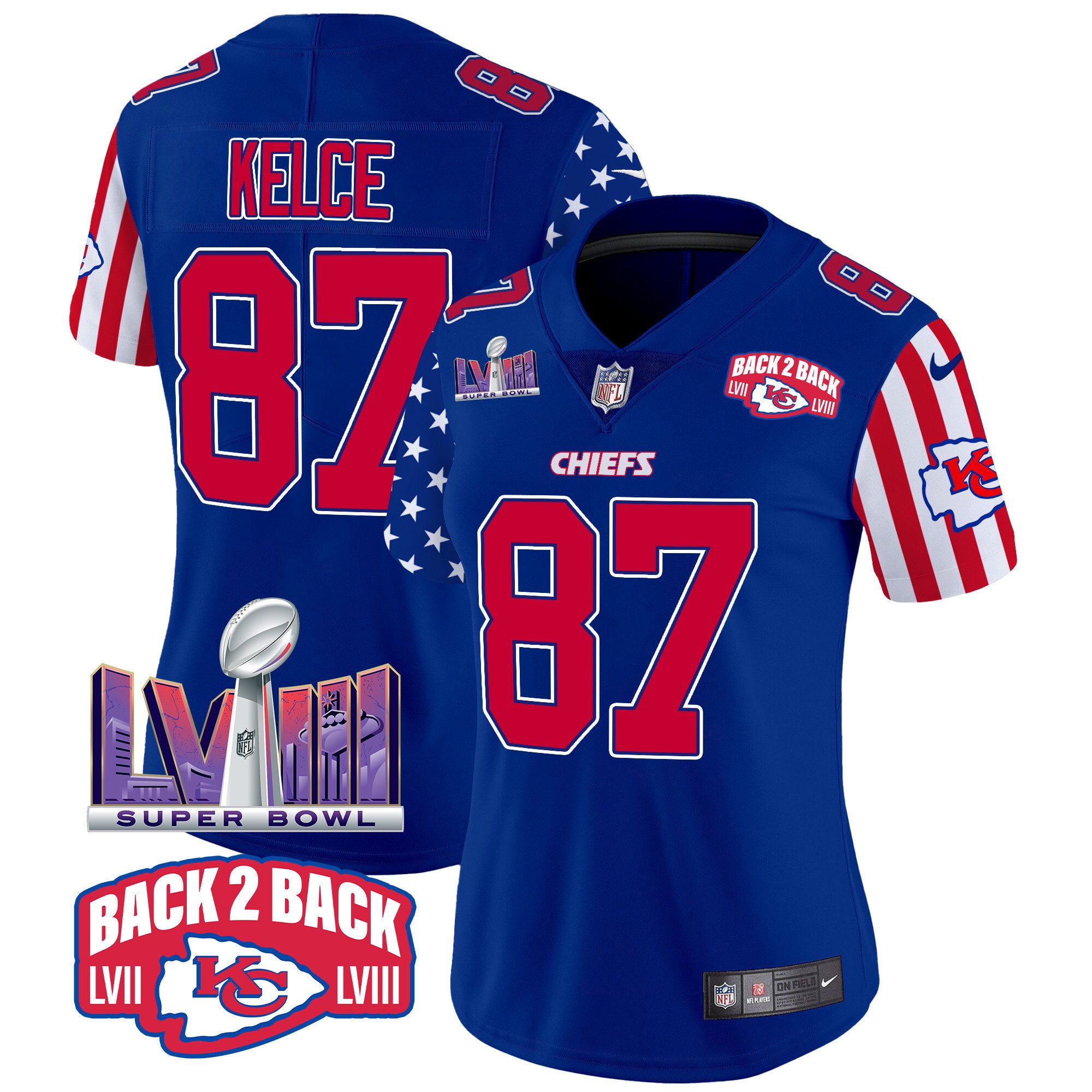 Women's Travis Kelce Kansas City Chiefs American Style Vapor Limited Royal Jersey - All Stitched