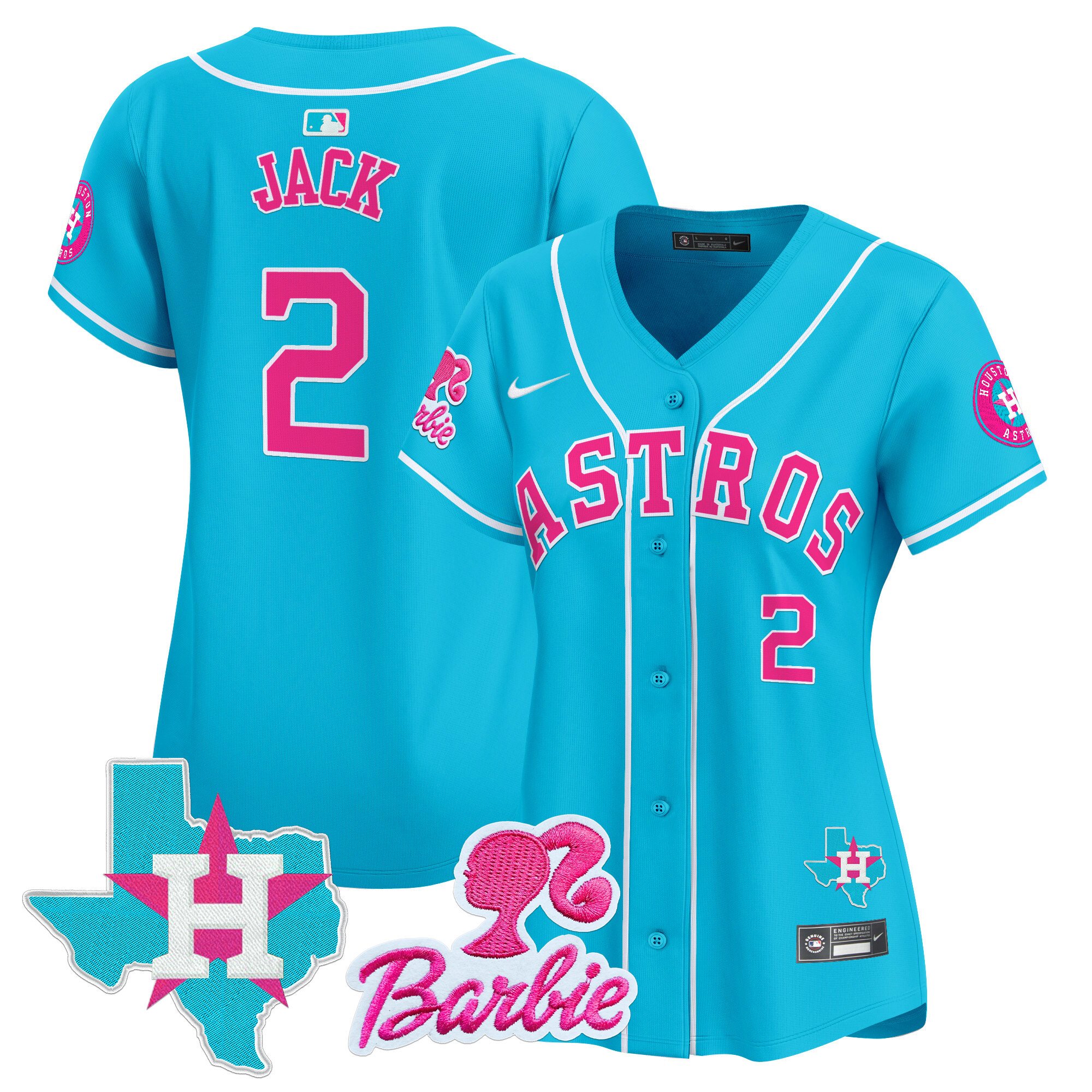 Women's Travis Scott Houston Astros Barbie Patch Vapor Premier Limited Light Blue Jersey - All Stitched