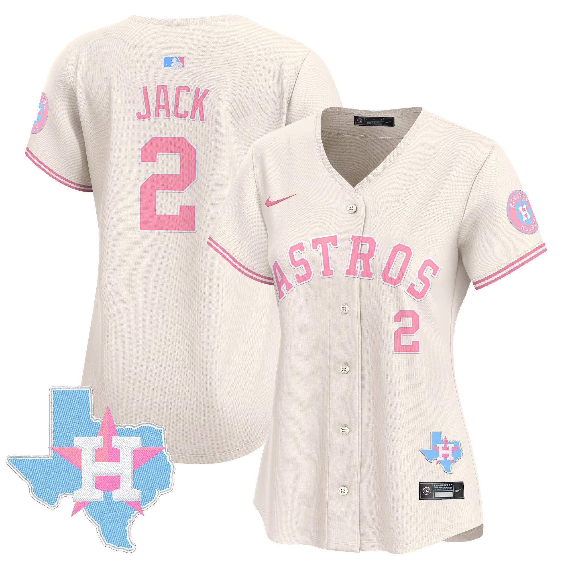 Women's Travis Scott Houston Astros Bubblegum Pink Vapor Premier Limited Cream Jersey - All Stitched