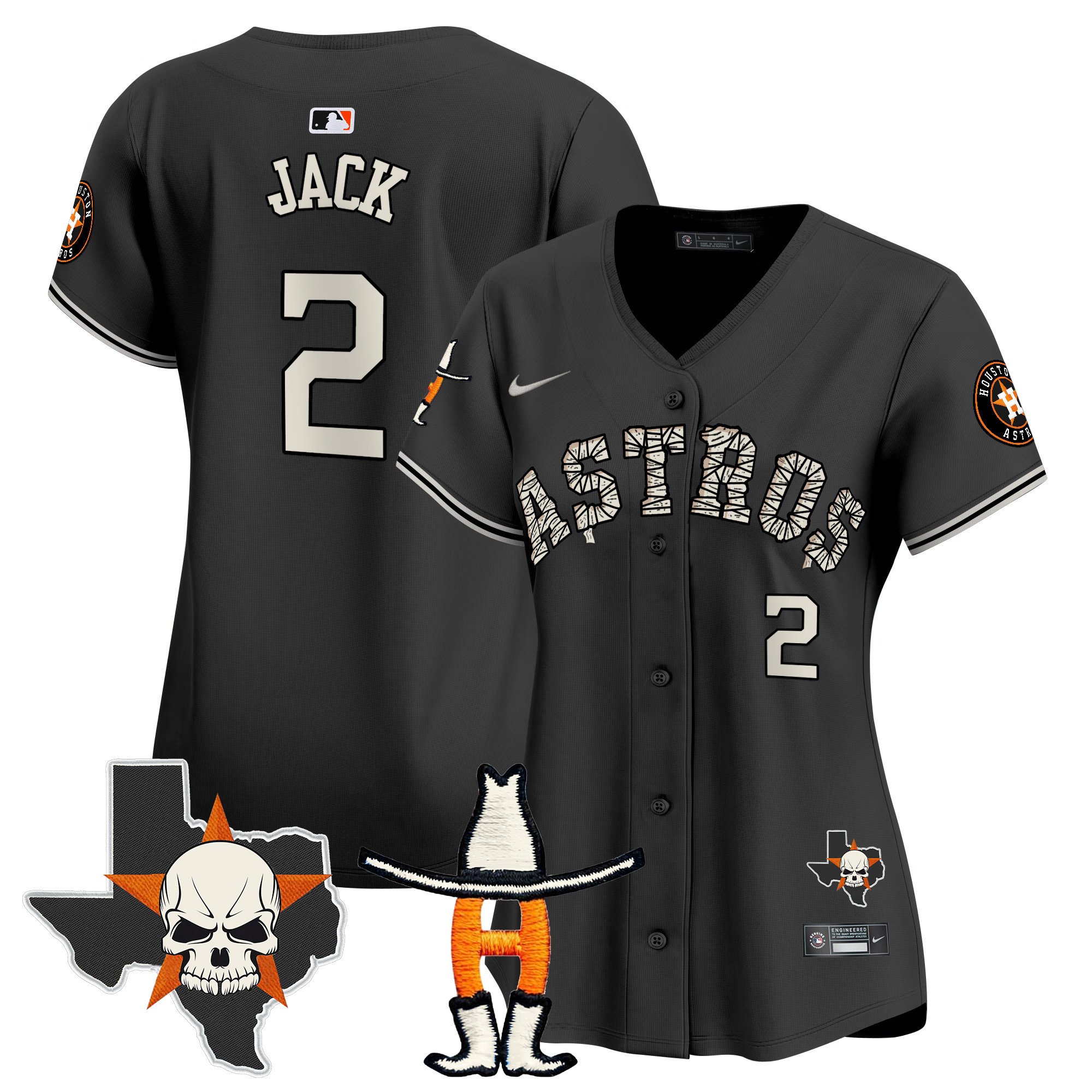 Women's Travis Scott Houston Astros Halloween Vapor Premier Limited Black Jersey - All Stitched