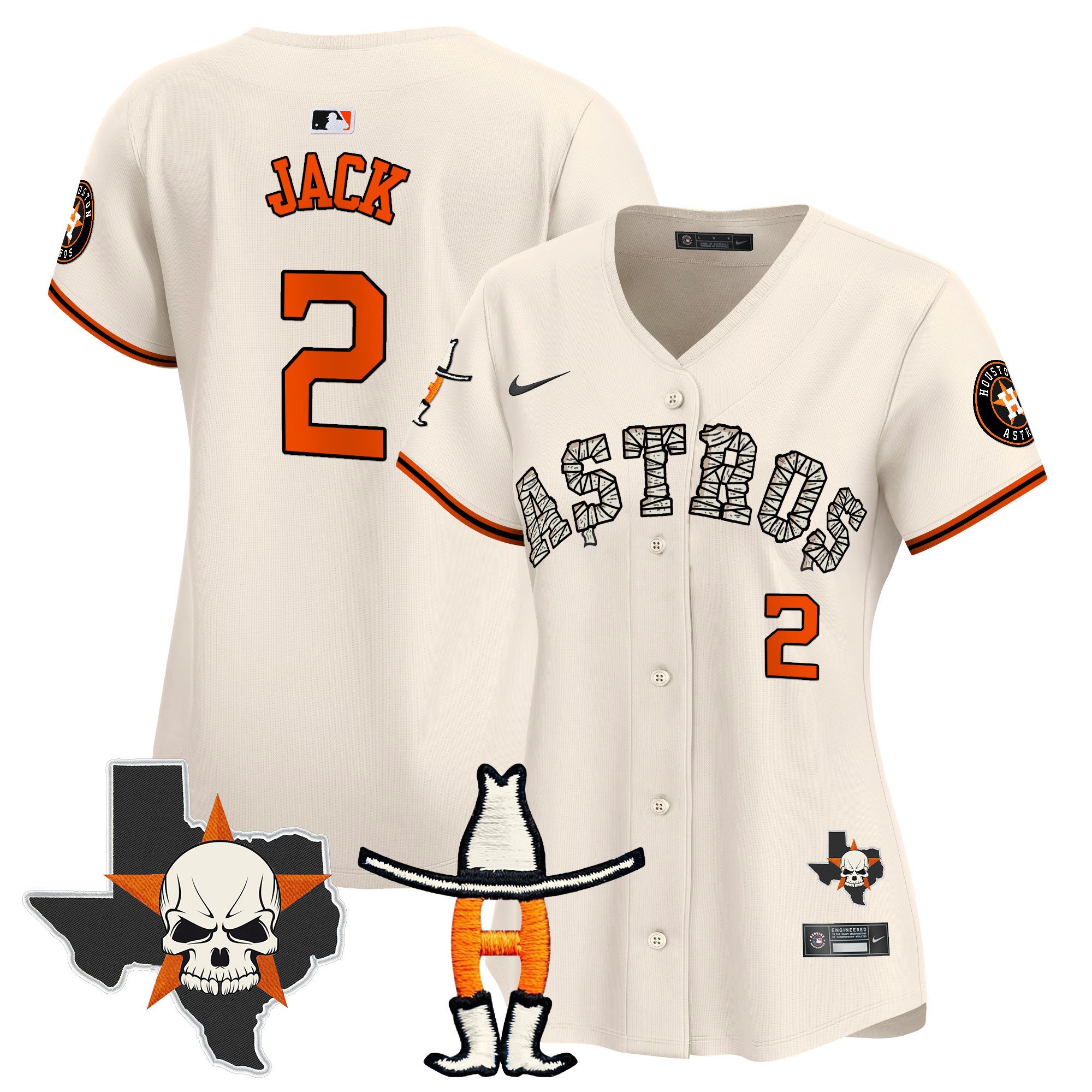 Women's Travis Scott Houston Astros Halloween Vapor Premier Limited Cream Jersey - All Stitched