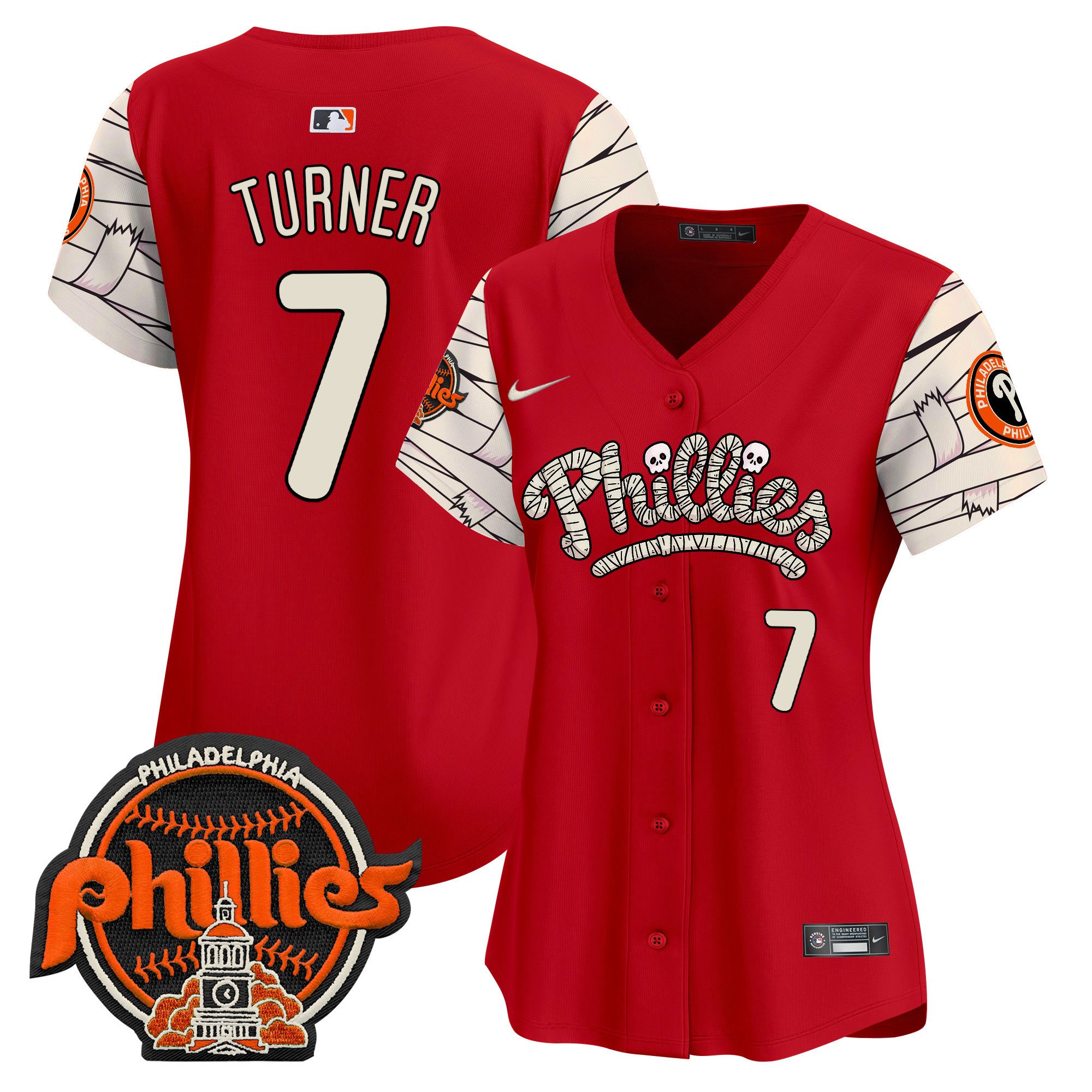 Women's Trea Turner Philadelphia Phillies Halloween Vapor Premier Limited Red Jersey V2 - All Stitched
