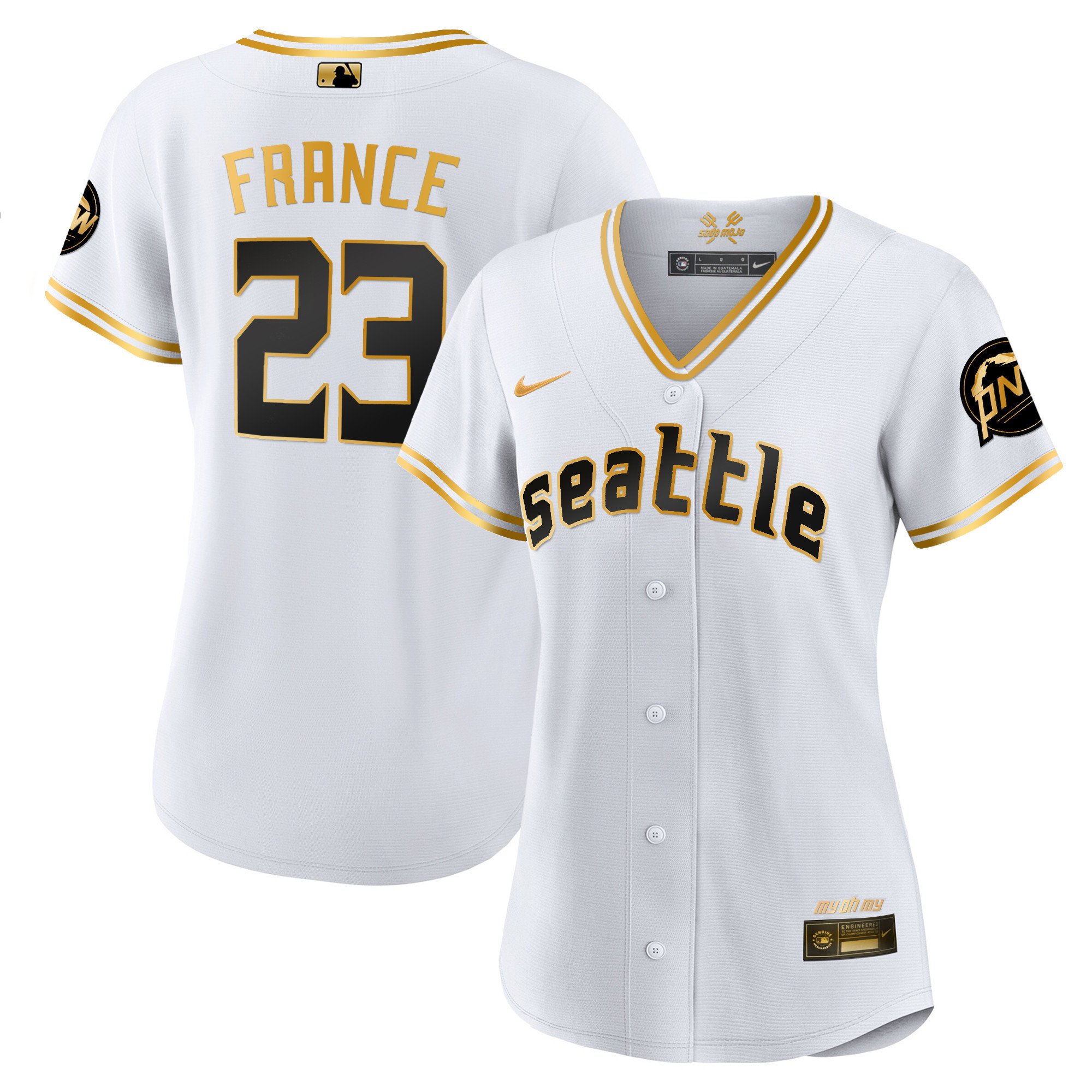 Women's Ty France Seattle Mariners 2023 City Connect Gold White Gold Jersey - All Stitched