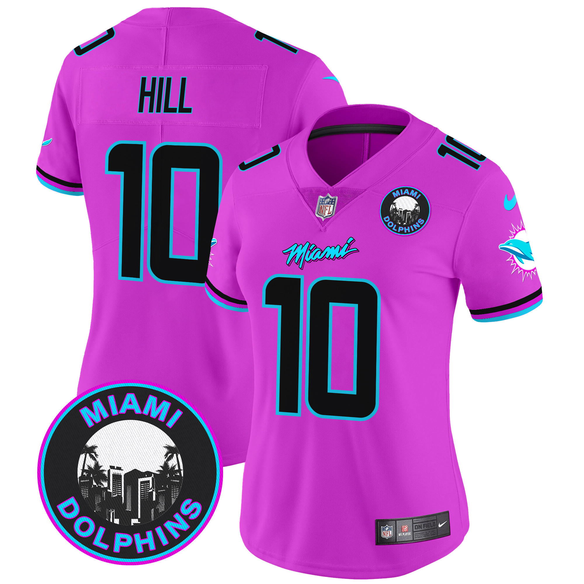 Women's Tyreek Hill Miami Dolphins "Miami Vice" Vapor Limited Pink Jersey V3 - All Stitched