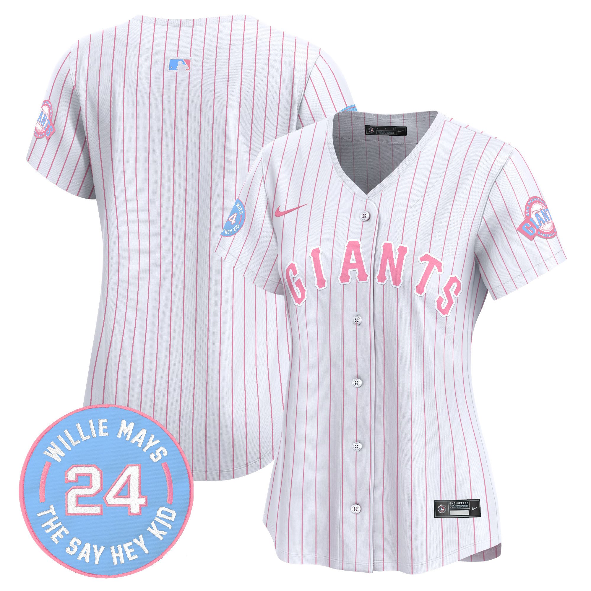 Women's Unisex San Francisco Giants Bubblegum Pink Vapor Premier Limited Pinstripe Jersey - All Stitched