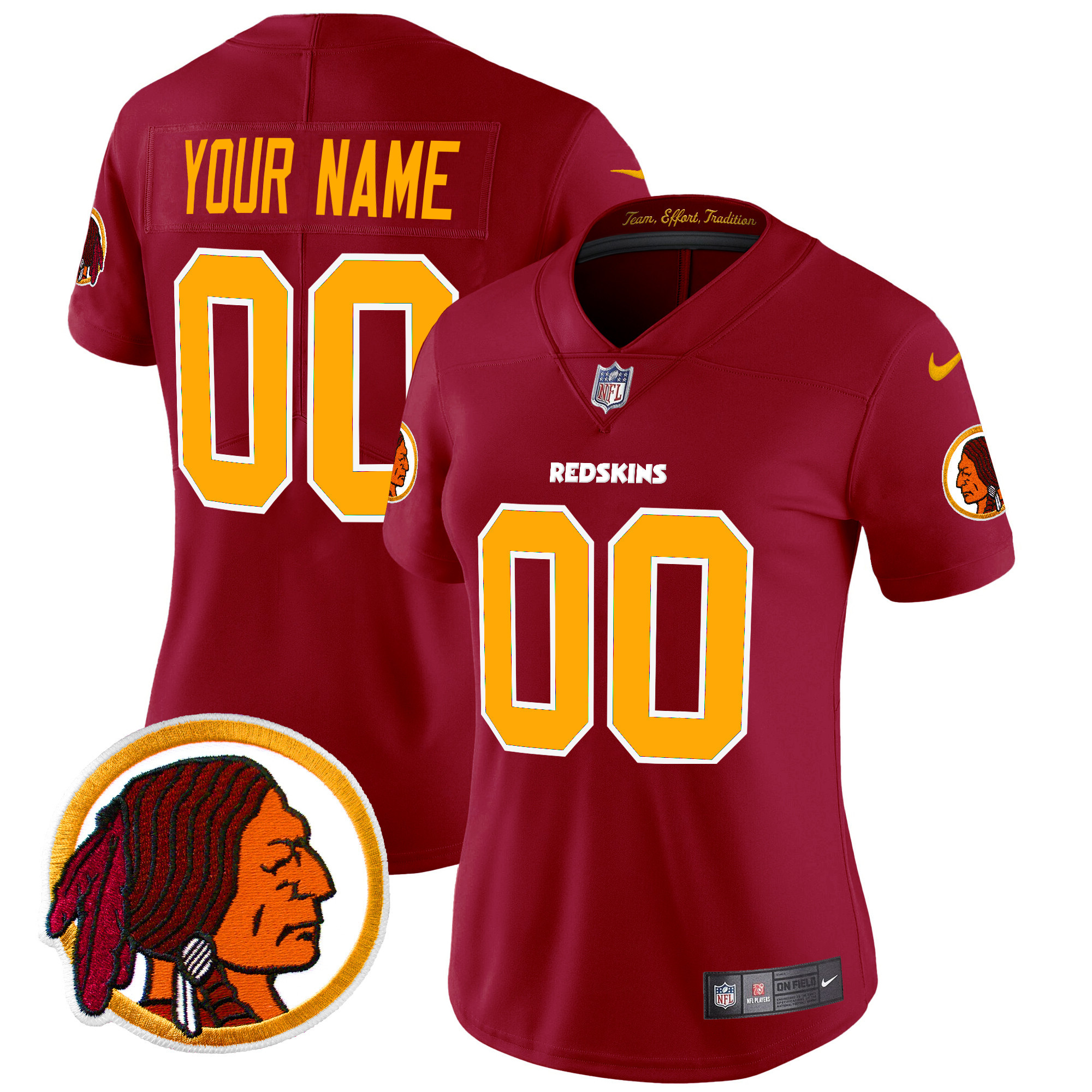 Women's Washington Redskins Throwback Vapor Limited Custom Burgundy Jersey V2 - All Stitched