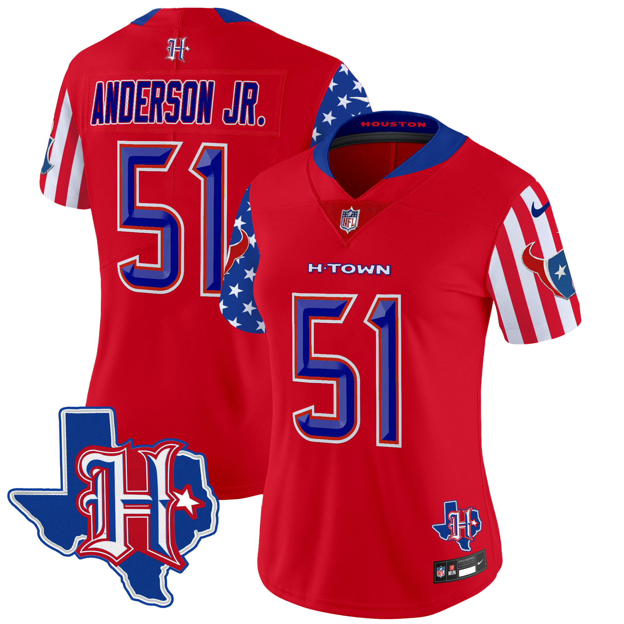 Women's Will Anderson Jr. Houston Texans American Style Vapor Limited Red Jersey - All Stitched
