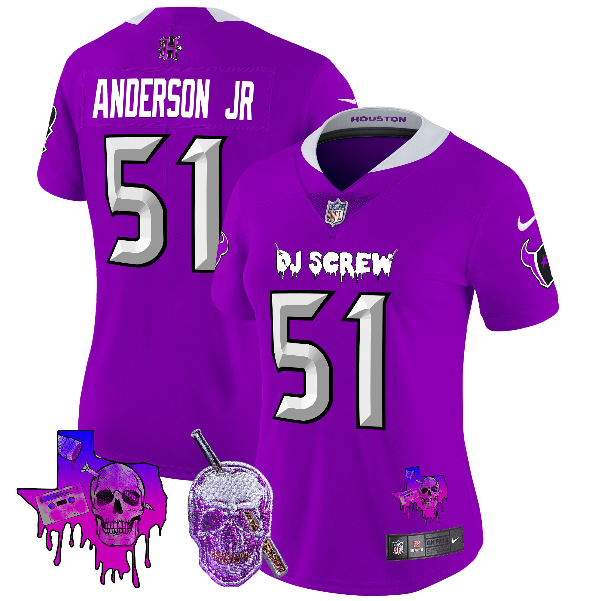 Women's Will Anderson Jr. Houston Texans DJ Screw Vapor Limited Purple Jersey - All Stitched