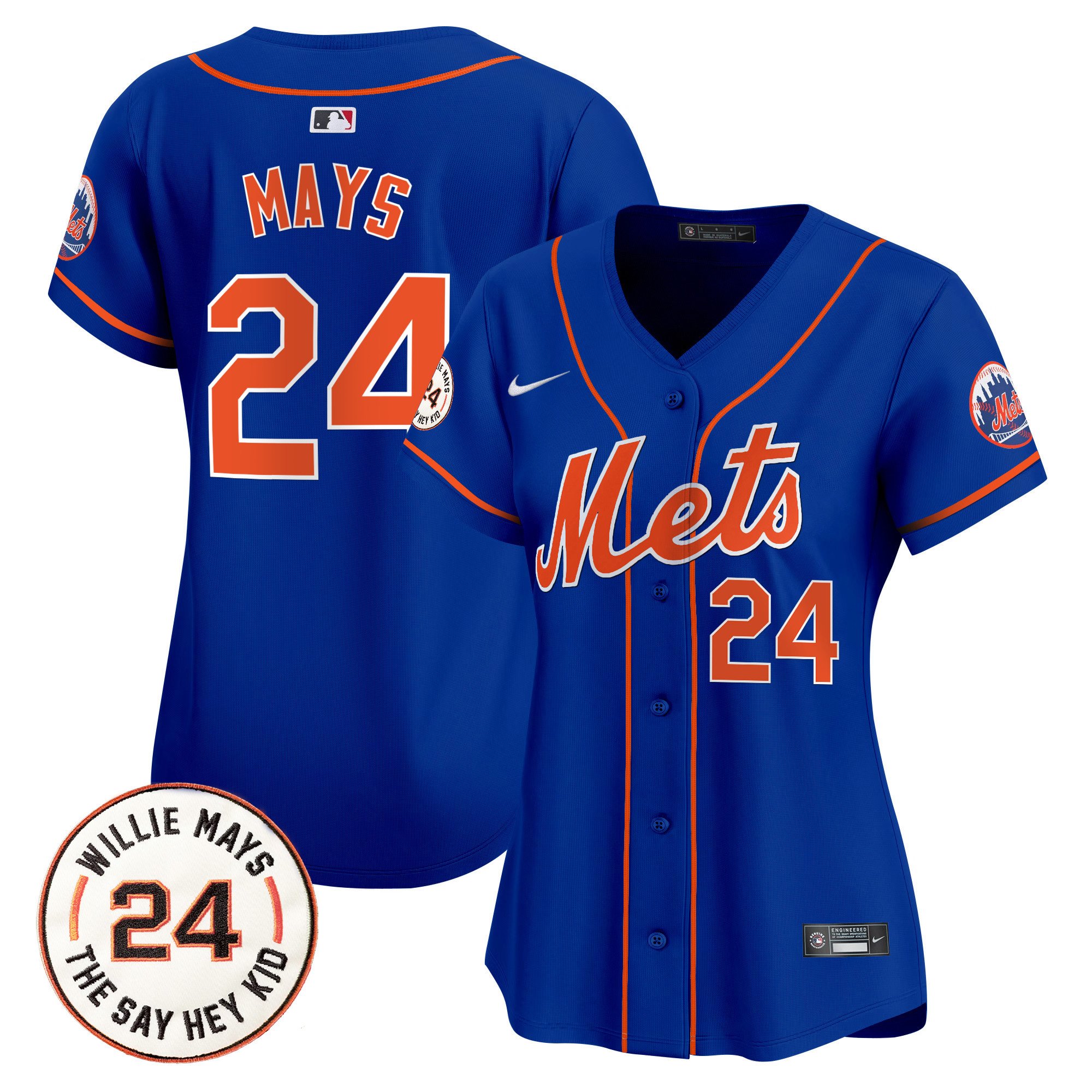 Women's Willie Mays New York Mets Willie Mays Patch Vapor Premier Limited Royal Jersey - All Stitched