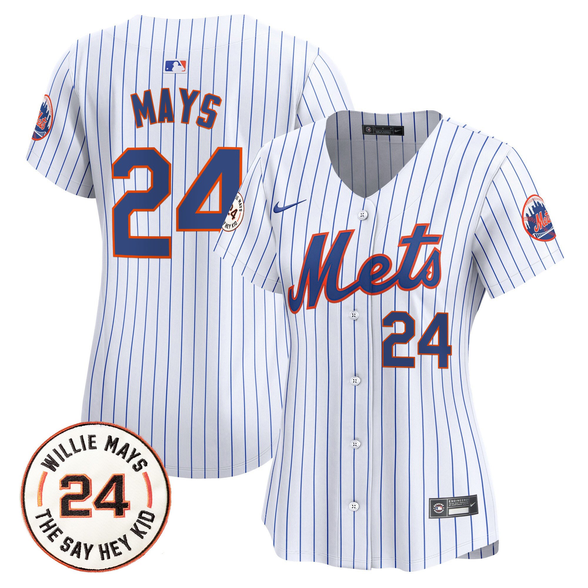 Women's Willie Mays New York Mets Willie Mays Patch Vapor Premier Limited White Jersey - All Stitched