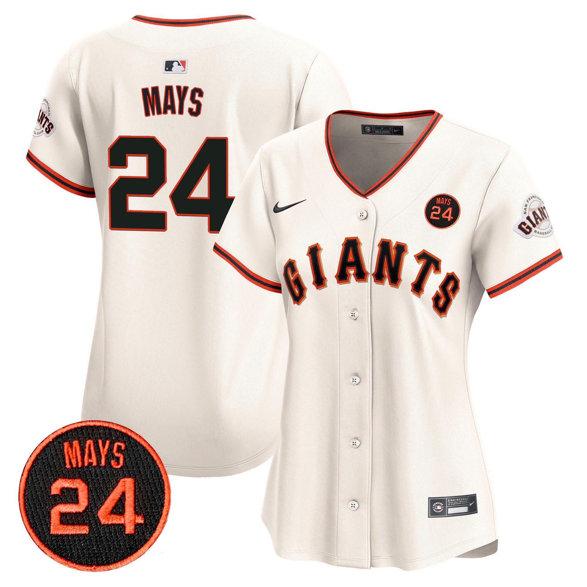 Women's Willie Mays San Francisco Giants 2024 Willie Mays Patch Vapor Premier Limited Cream Jersey V3 - All Stitched