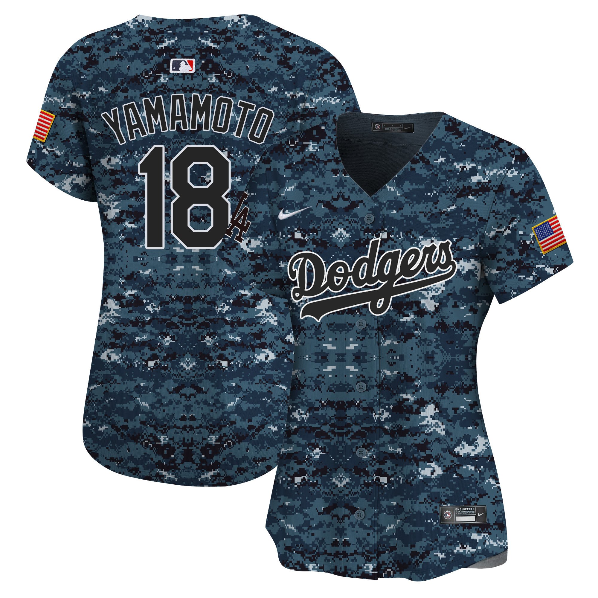 Women's Yamamoto Los Angeles Dodgers USMC Alternate Vapor Premier Limited Navy Jersey - All Stitched