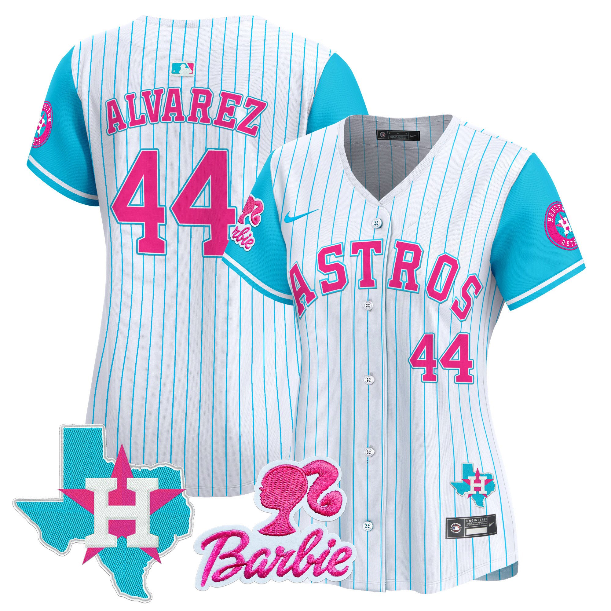Women's Yordan Â¡lvarez Houston Astros Barbie Patch Vapor Premier Limited Pinstripe Jersey - All Stitched