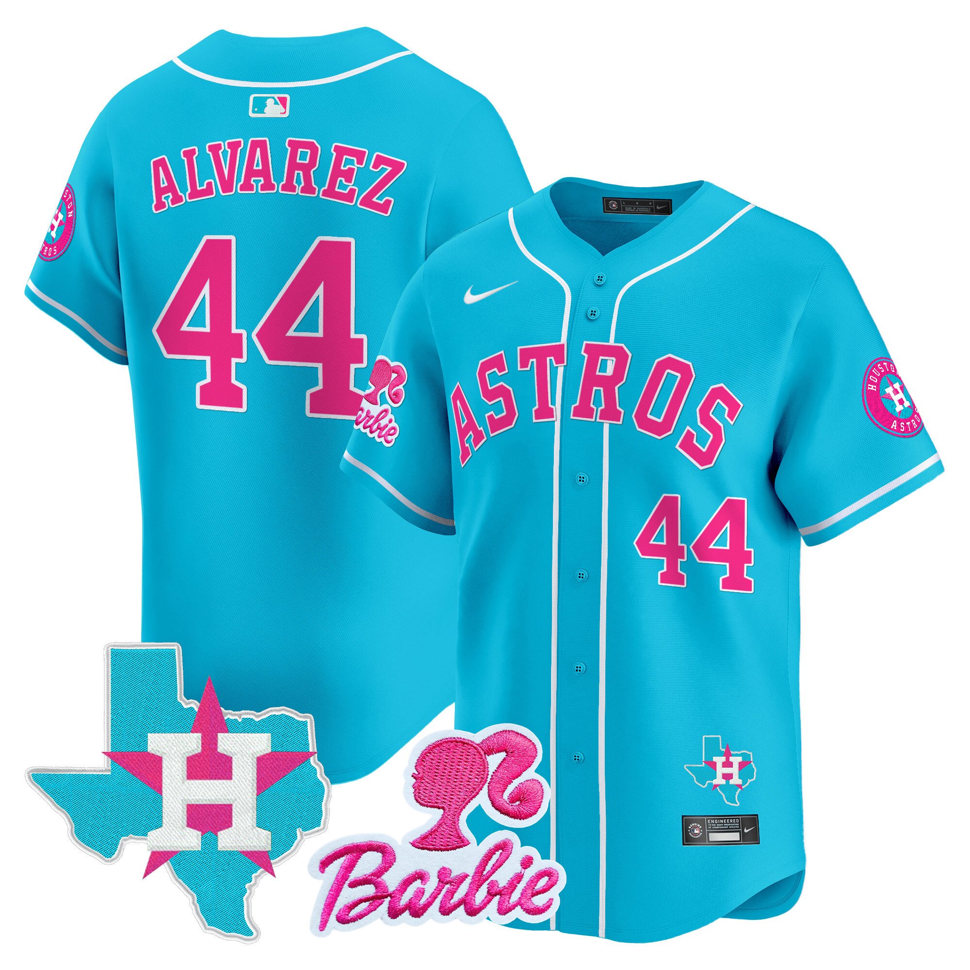 Yordan Â¡lvarezUnisex Houston Astros Barbie Patch Vapor Premier Limited Light Blue Jersey - All Stitched