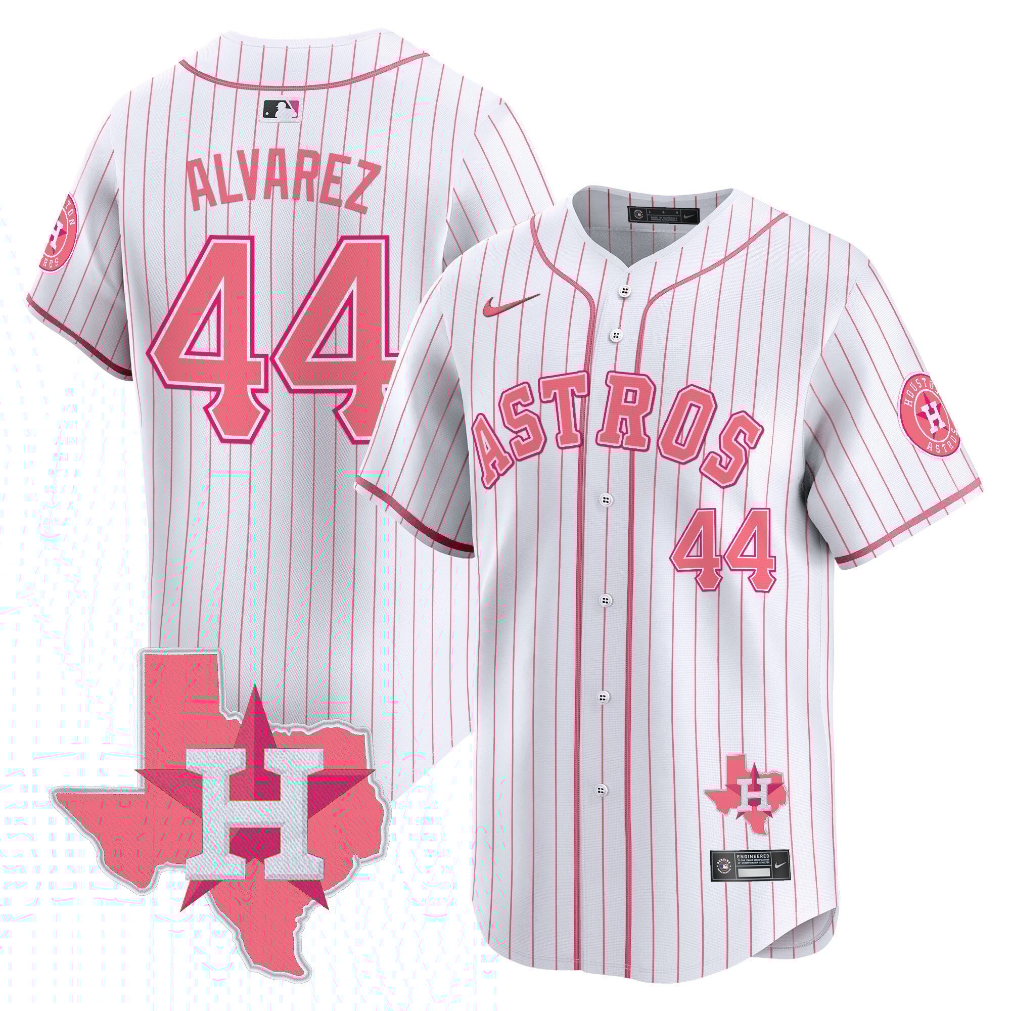 Yordan Â¡lvarezUnisex Houston Astros Bubblegum Pink Vapor Premier Limited PinStripe Jersey V2 - All Stitched