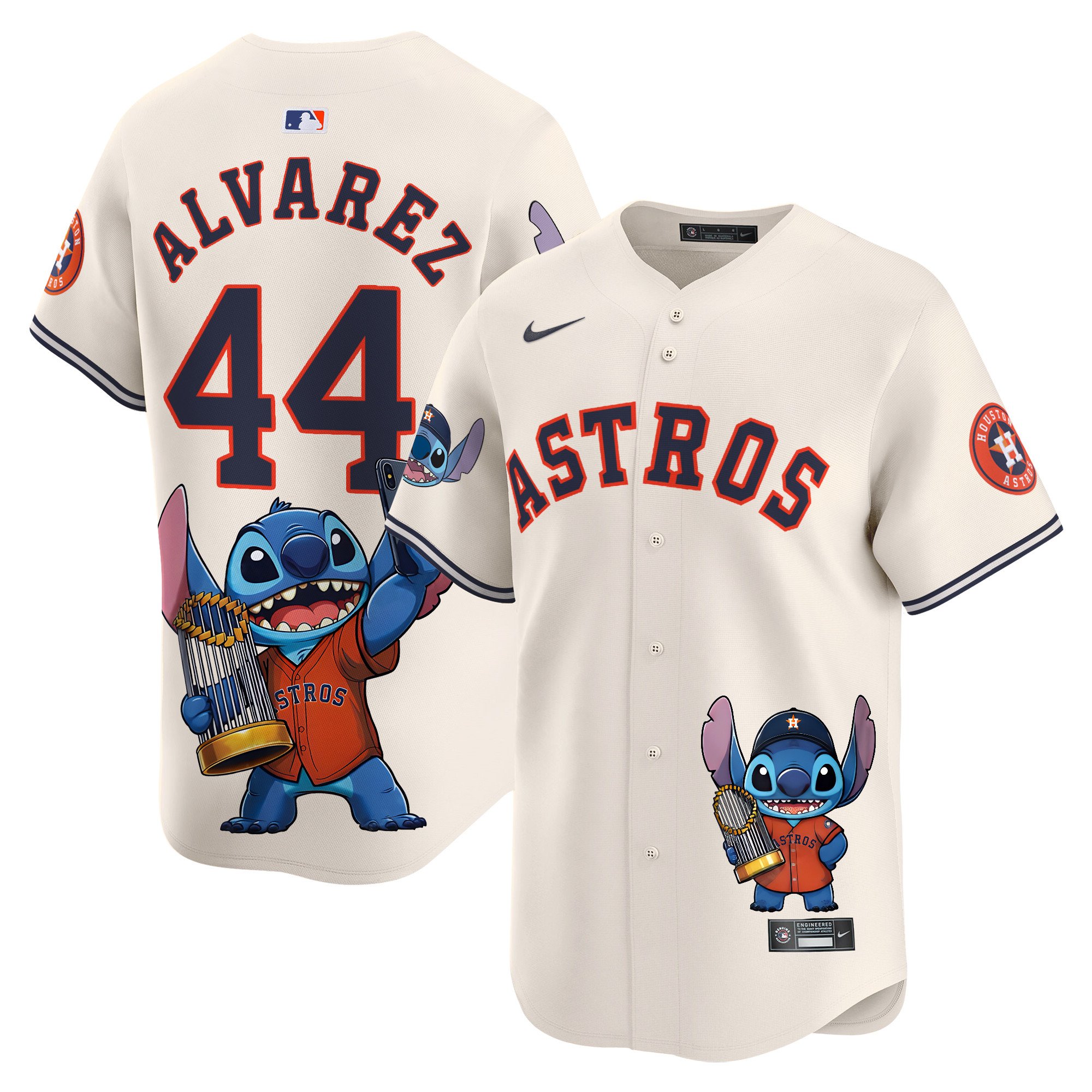 Yordan Â¡lvarezUnisex Houston Astros Lilo And Stitch Vapor Premier Limited Cream Jersey - Printed