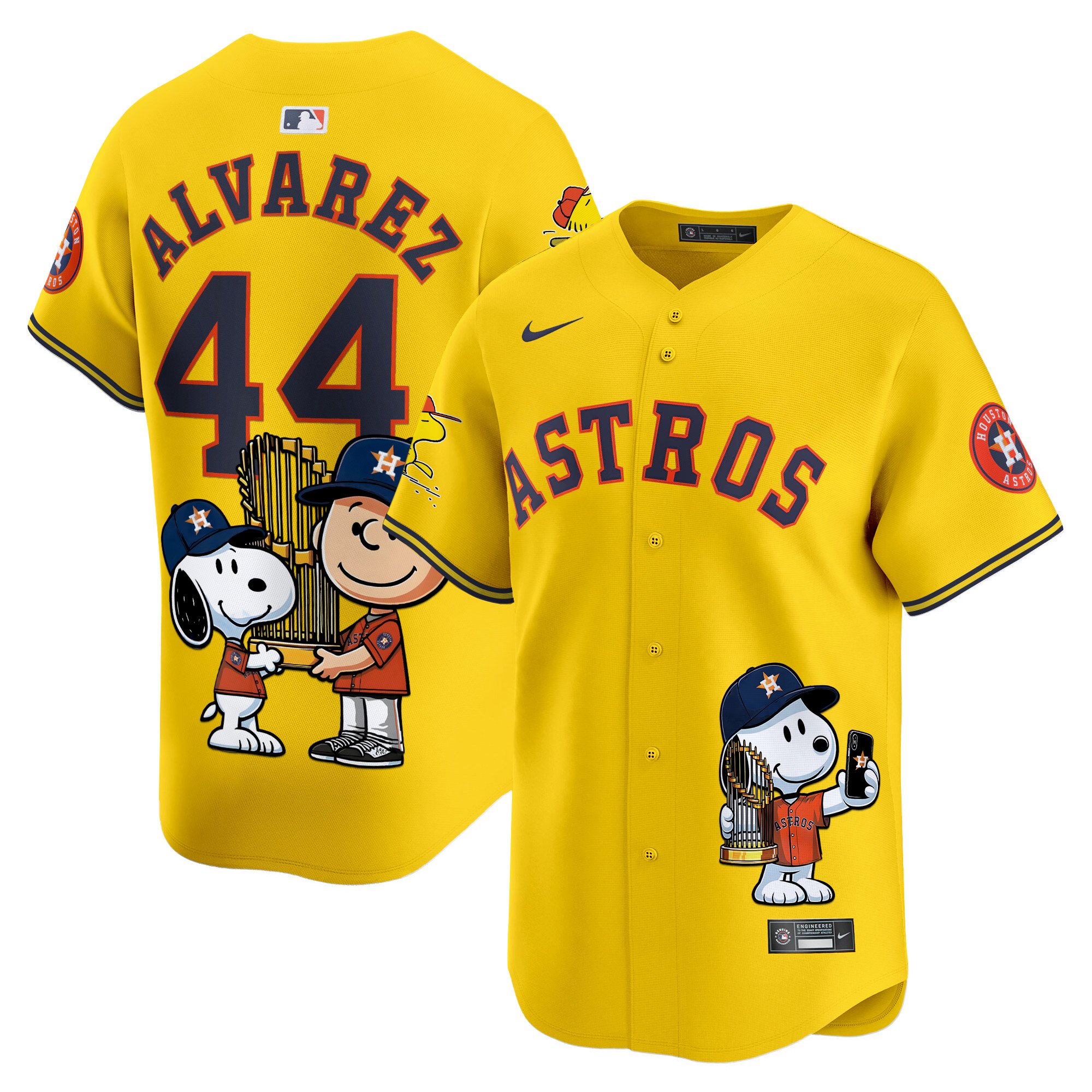 Yordan Â¡lvarezUnisex Houston Astros Peanut Snoopy Vapor Premier Limited Gold Jersey - Printed