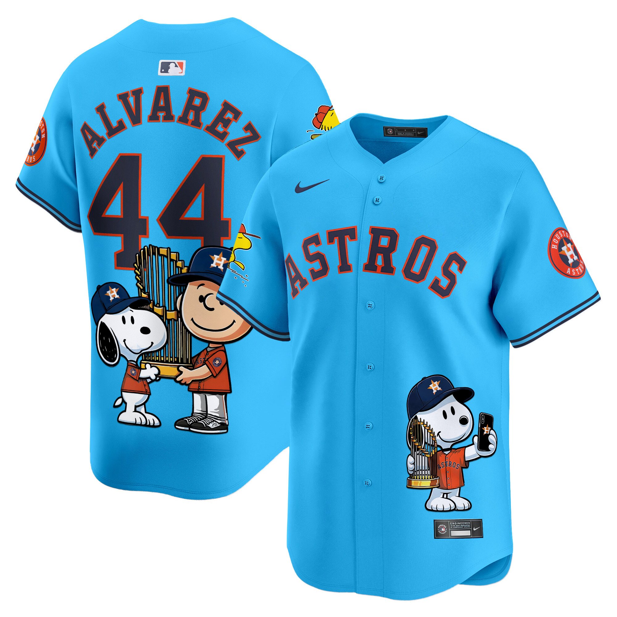 Yordan Â¡lvarezUnisex Houston Astros Peanut Snoopy Vapor Premier Limited Light Blue Jersey - Printed