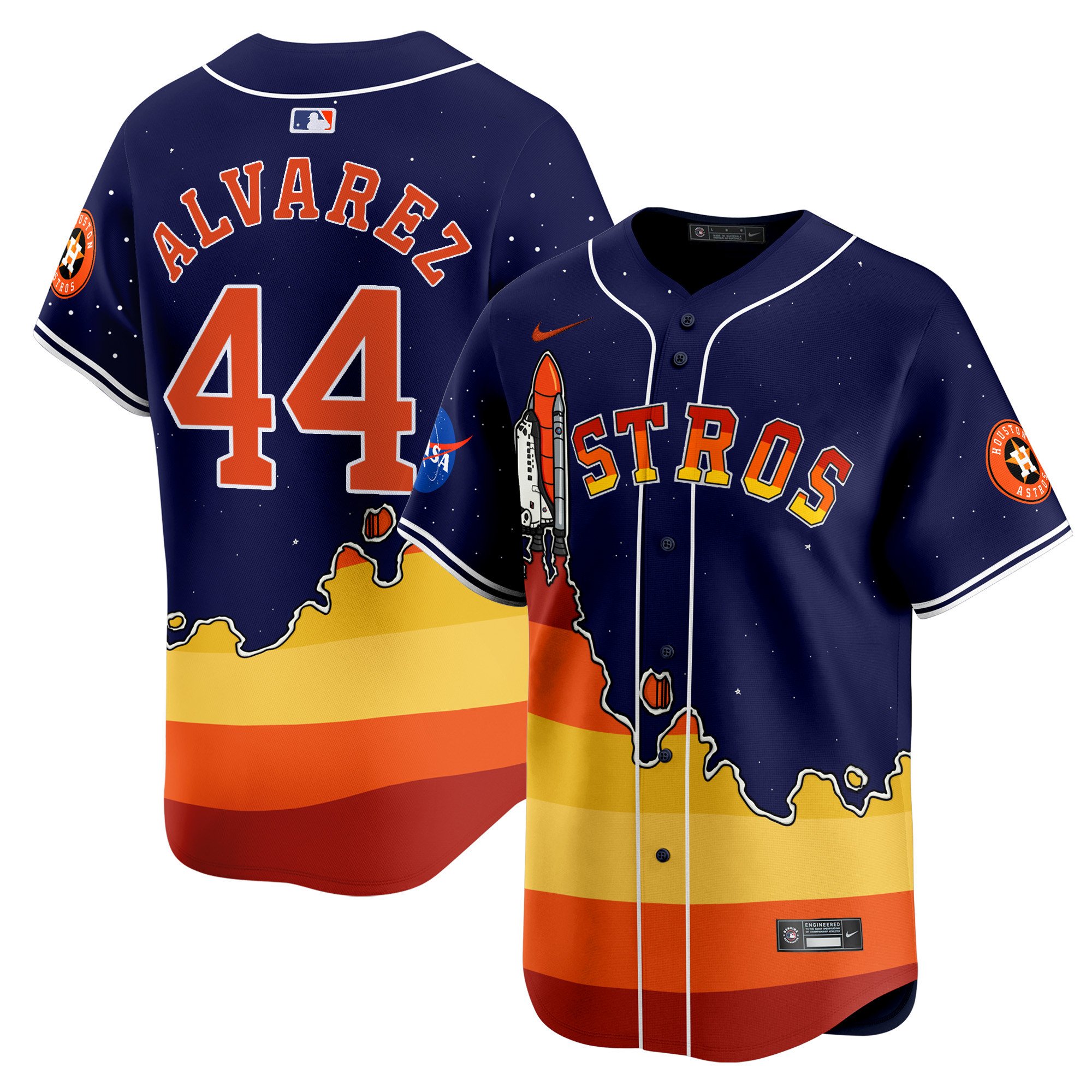 Yordan Â¡lvarezUnisex Houston Astros Space City and The Rainbow Guts Vapor Premier Limited Navy Jersey - Printed