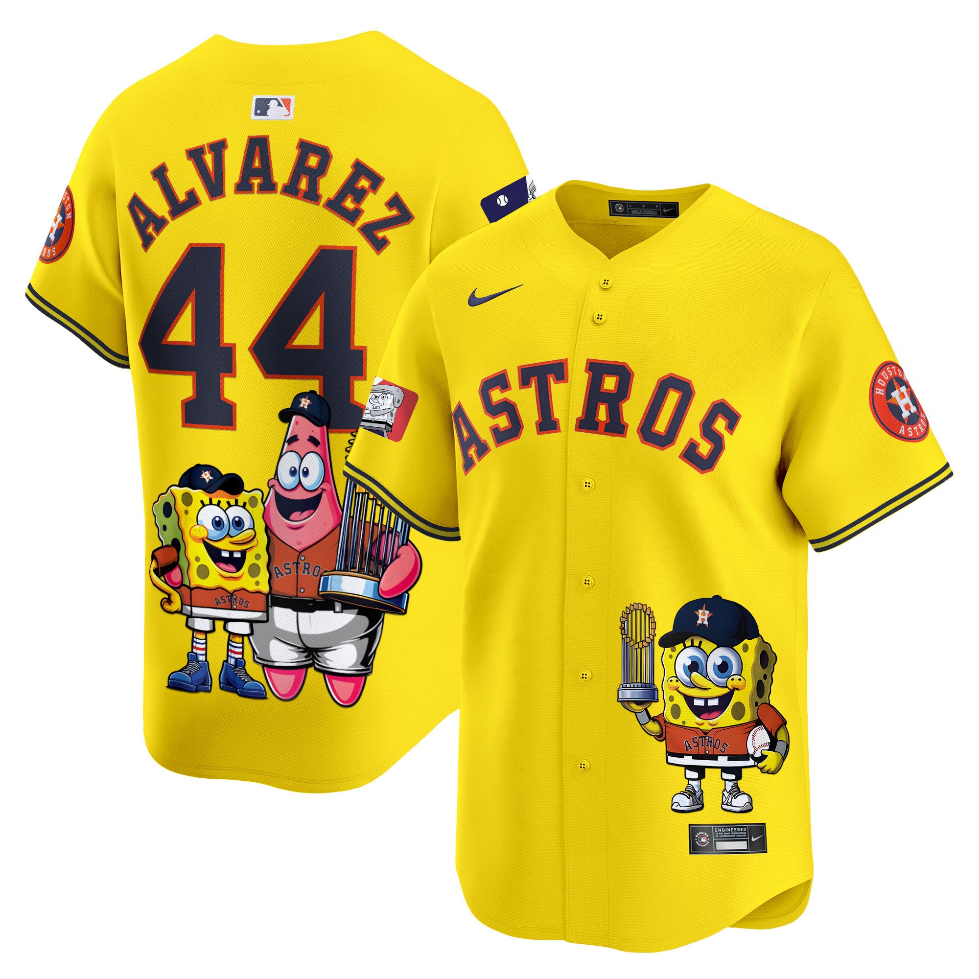 Yordan Â¡lvarezUnisex Houston Astros SpongeBob SquarePants Vapor Premier Limited Gold Jersey - Printed