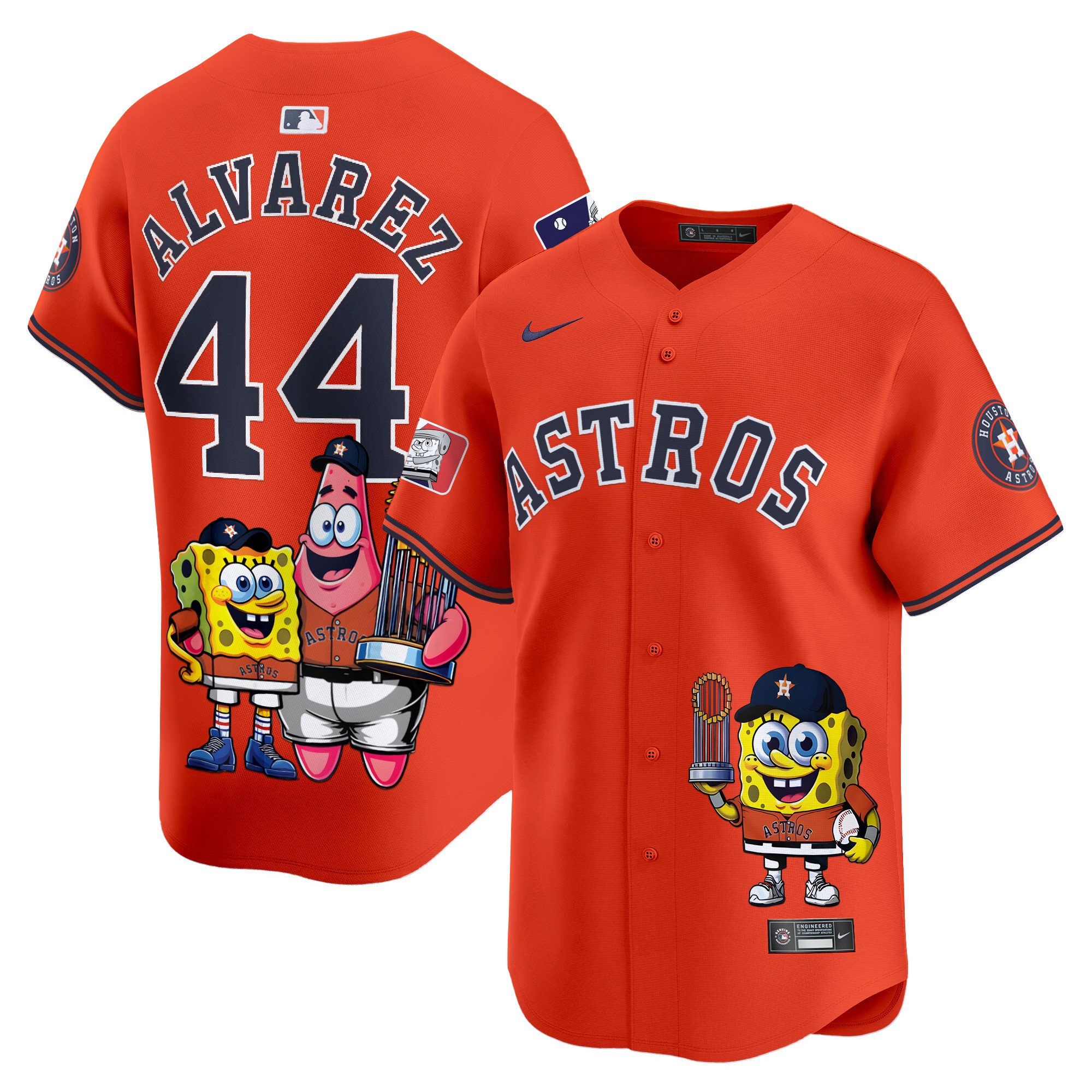 Yordan Â¡lvarezUnisex Houston Astros SpongeBob SquarePants Vapor Premier Limited Orange Jersey - Printed