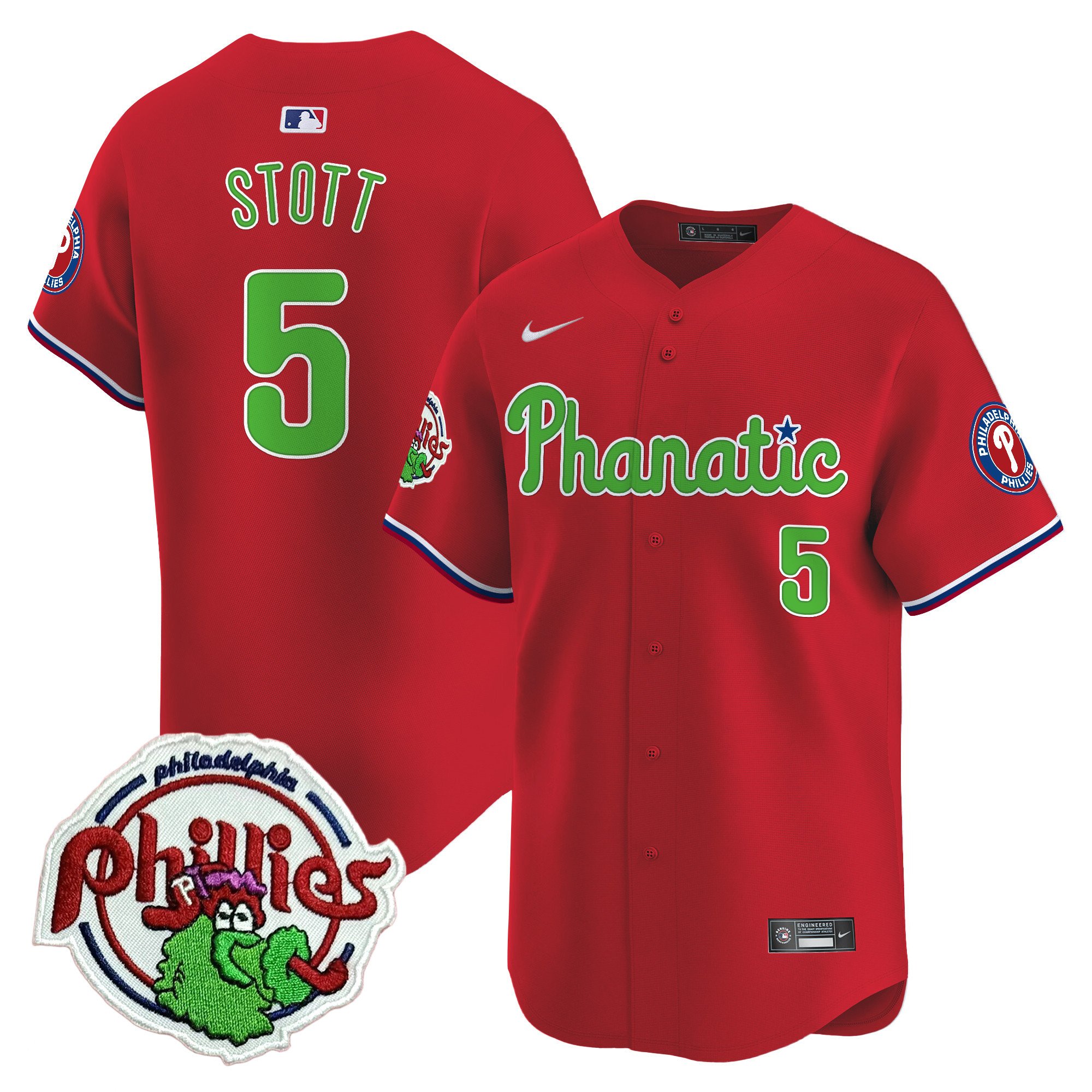 Youth's Bryson Stott Philadelphia Phillies Phanatic Patch Vapor Premier Limited Red Jersey - All Stitched