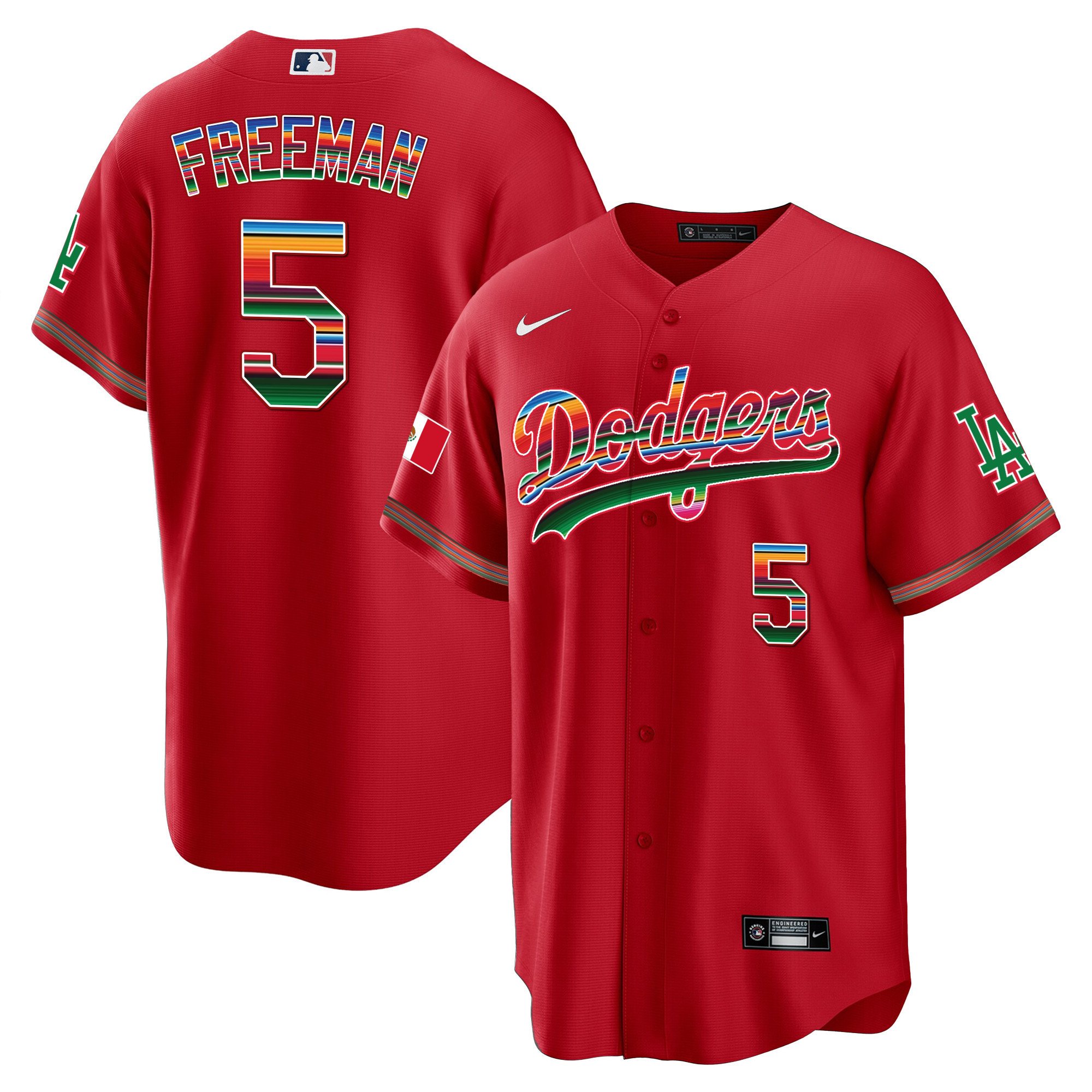 Youth's Freddie Freeman Los Angeles Dodgers Mexico Cool Base Limited Red Jersey - All Stitched