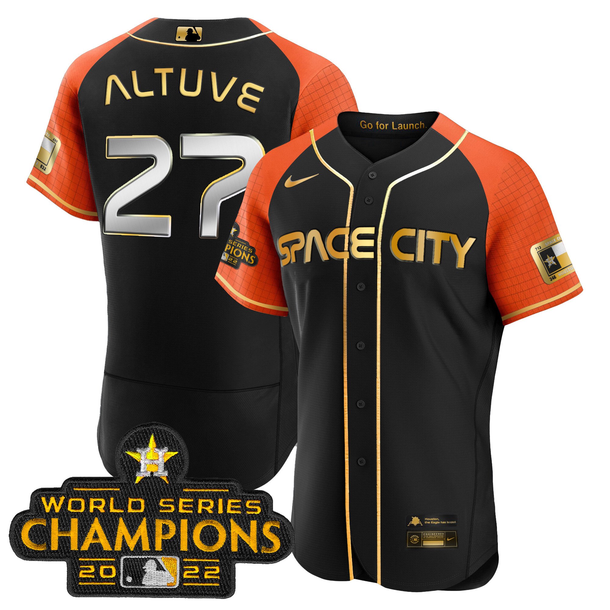 Youth's JosÃˆ Altuve Houston Astros 2023 Space City Champions Flex Alternate Jersey Ã± All Stitched