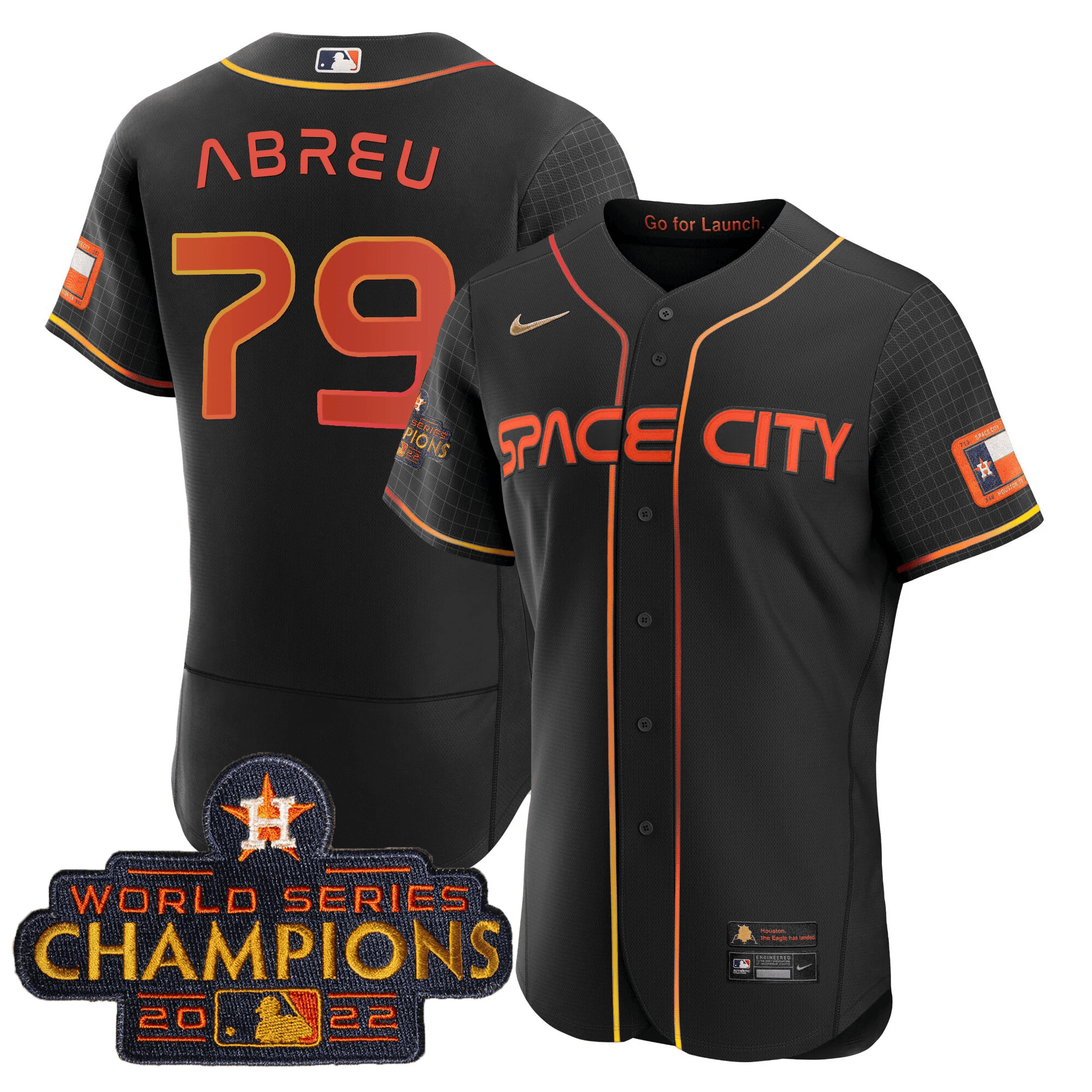 Youth's Jose Abreu Houston Astros 2023 Space City Champions Flex Black Jersey Ã± All Stitched